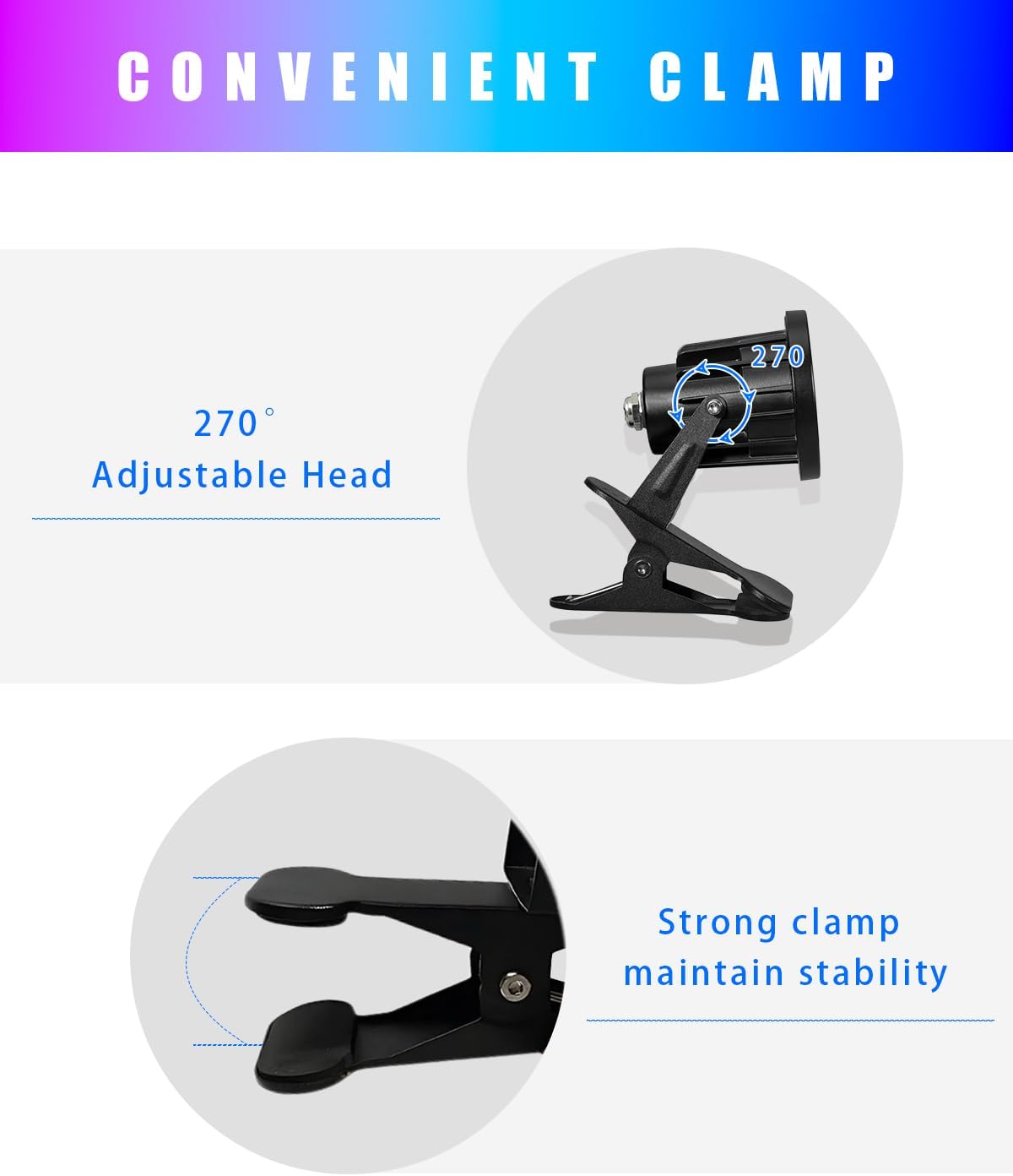 Thumbnail 3 de HomiShine LED Clip-on Spotlight with Remote: 5W RGB + Warm White, IP65