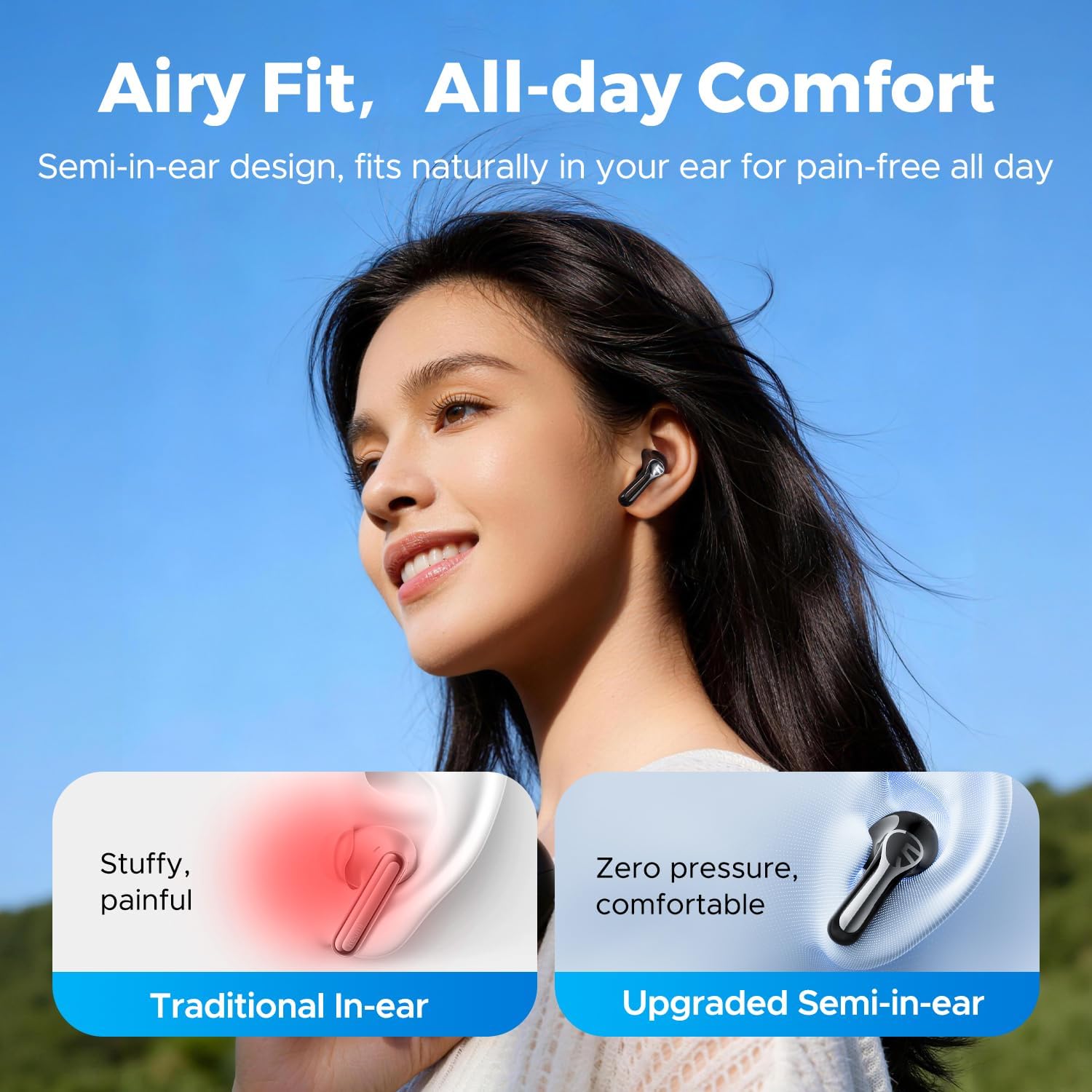 Thumbnail 1 de SoundPEATS Air6 HS LDAC Semi-In-Ear Wireless Earbuds with 45H Battery, Hi-Res Audio & Spatial Sound (Bluetooth 6.0) – Black