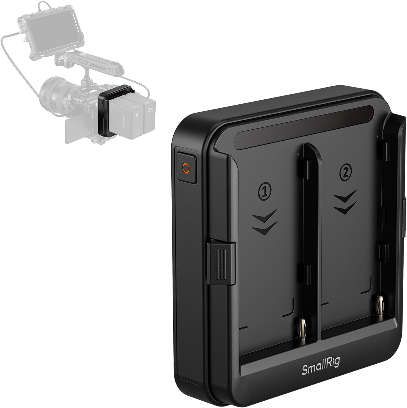 Detalle de SMALLRIG Piastra doppia NP-F: alimentazione continua per fotocamere e monitor