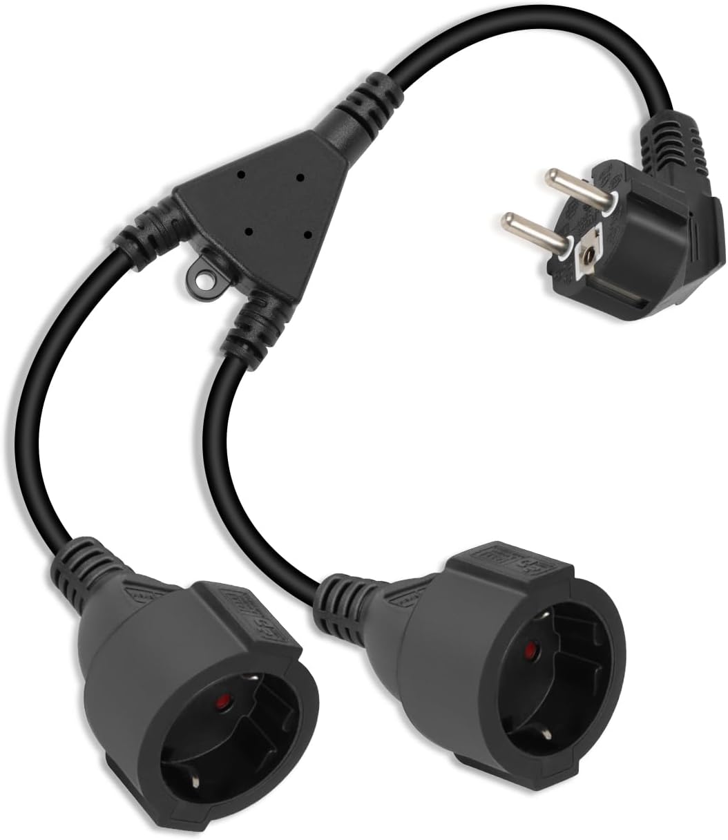 Thumbnail 6 de RIIEYOCA Stecker-zu-Doppelsteckdose Verlängerungskabel für Außenbereich (16A/250V, wasserdicht, schwarz)