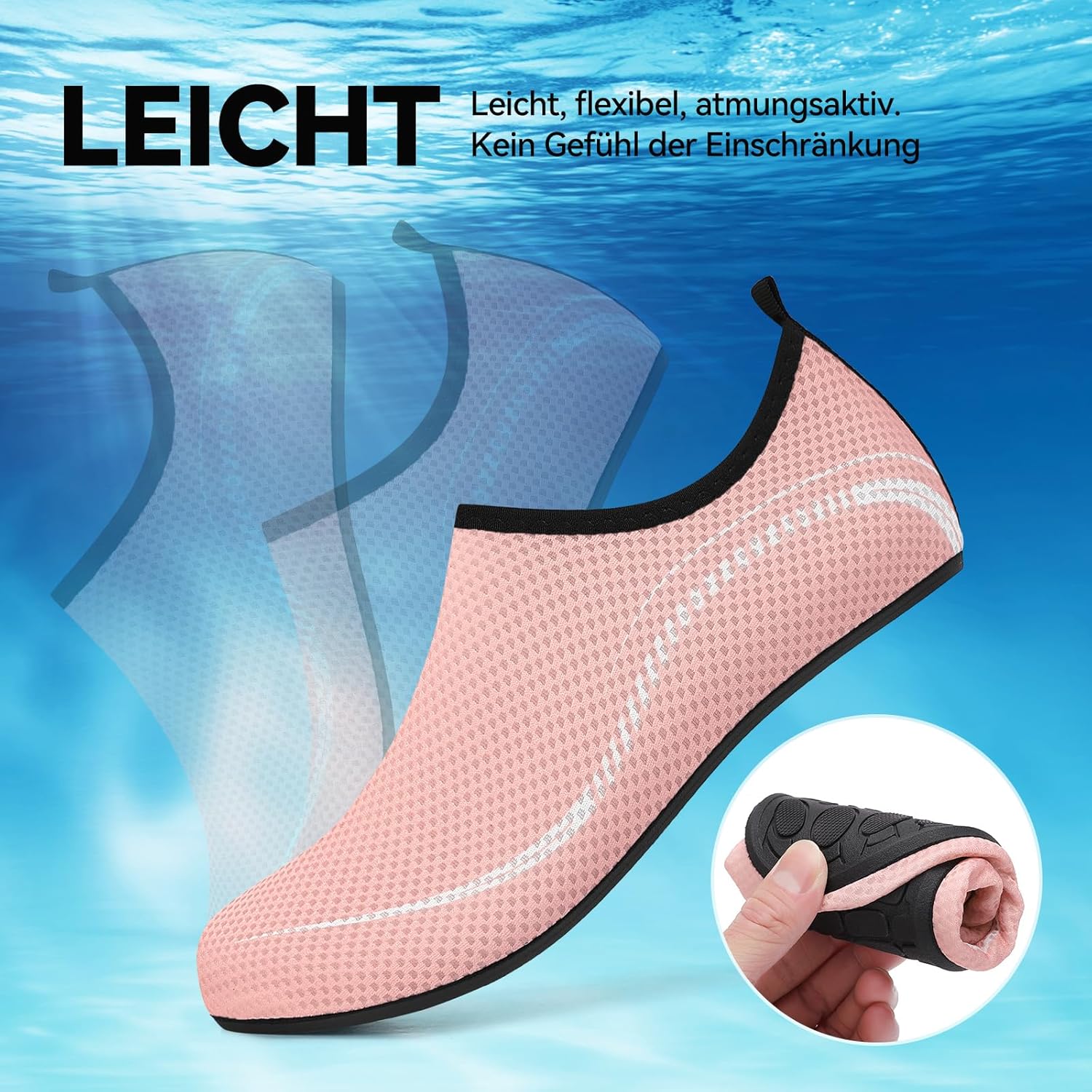 Detalle de BARFULKER Badeschuhe Unisex – Schnelltrocknende Aquaschuhe mit rutschfester Sohle