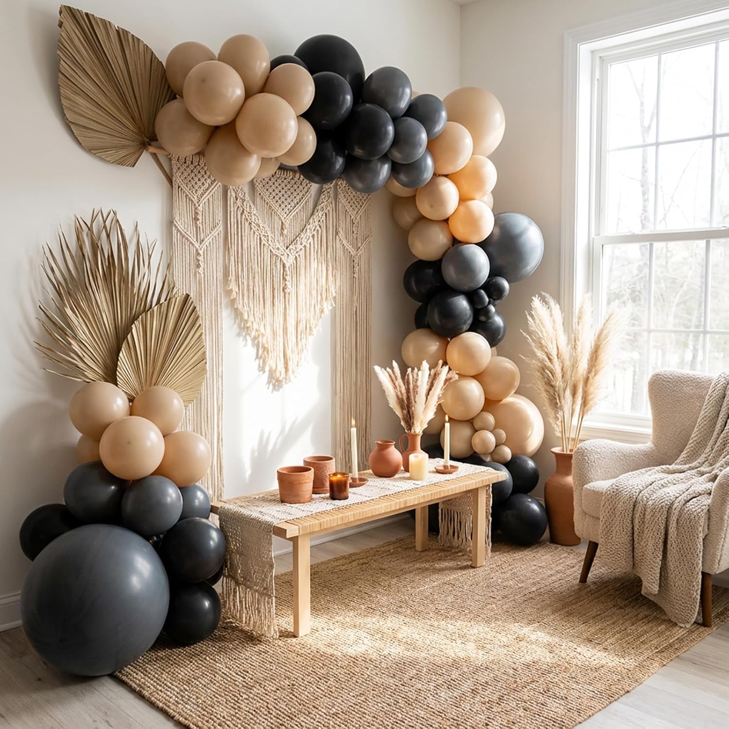 Thumbnail 6 de RUBFAC Vanilla Brown Beige Balloons 129pcs – Multi-Size Latex Balloon Kit for Wedding, Baby Shower, and Themed Parties