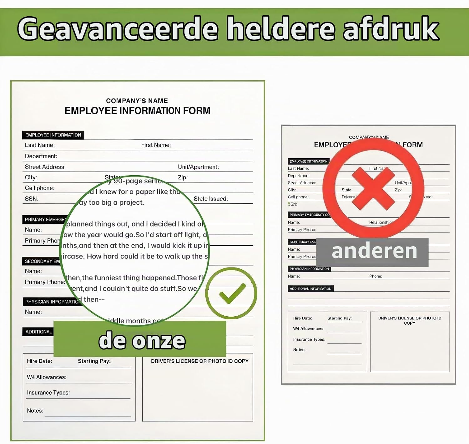 Detalle 1 de Verphysis A4-thermisch papier, gevouwen, BPA-vrij, 200 vellen