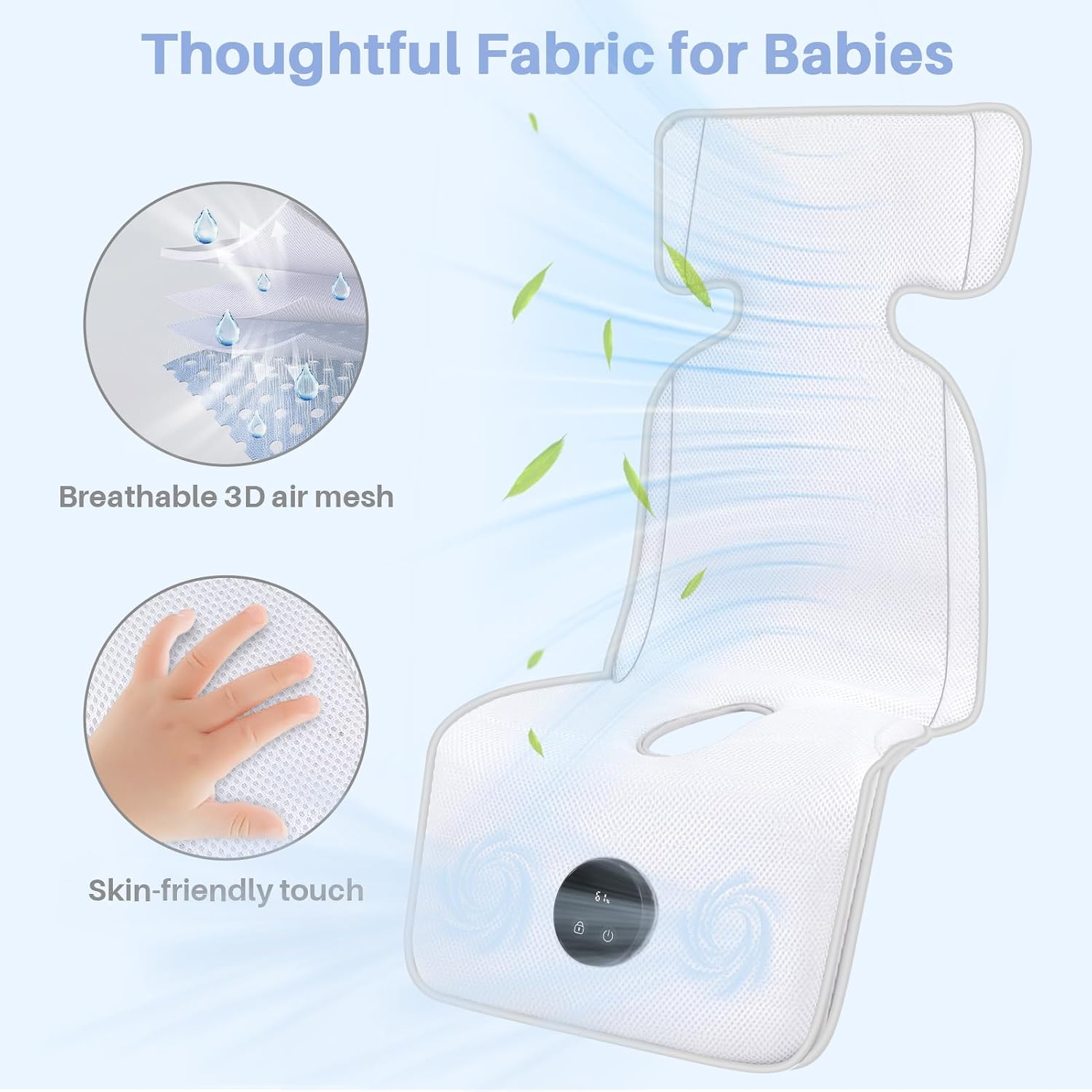 Detalle de Sendowtek Cooling Pad for Baby Pushchair with USB Rechargeable Fan