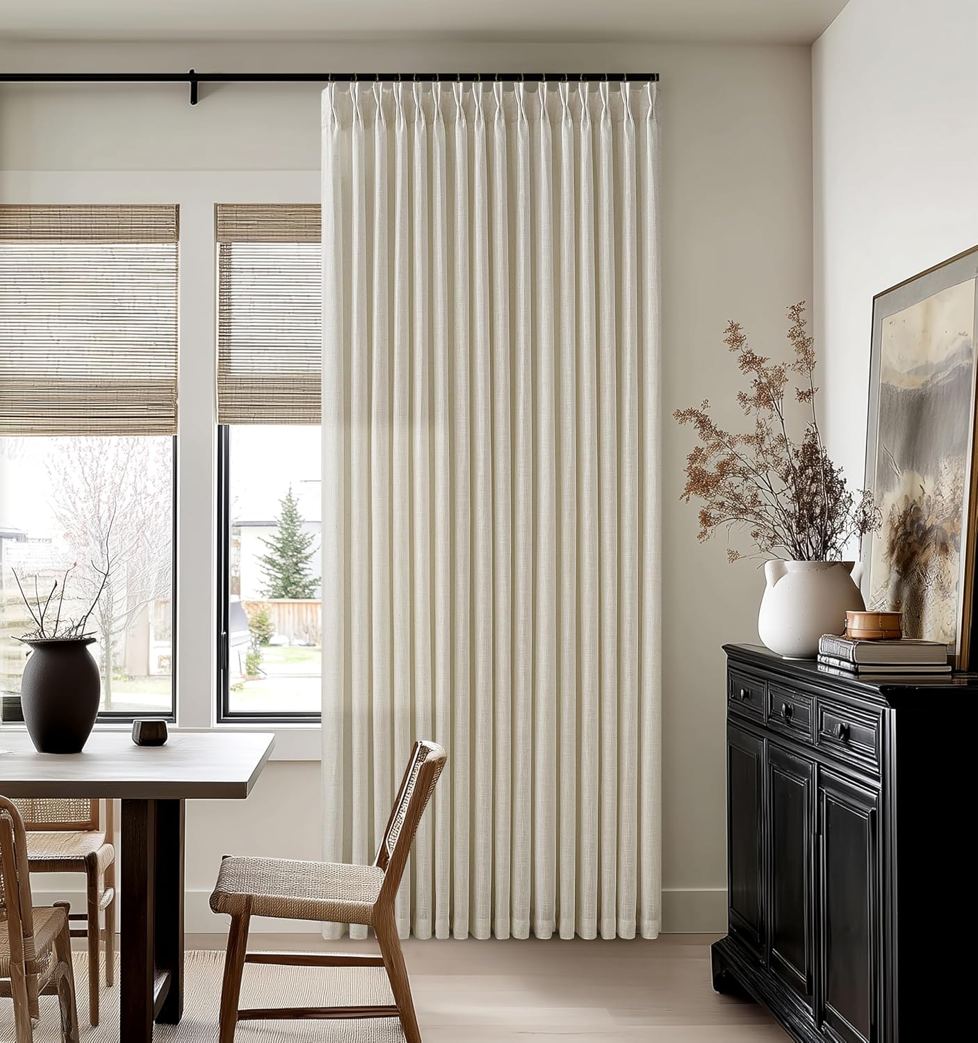 Detalle de Sand Beige Linen Curtains 102 in 🪟