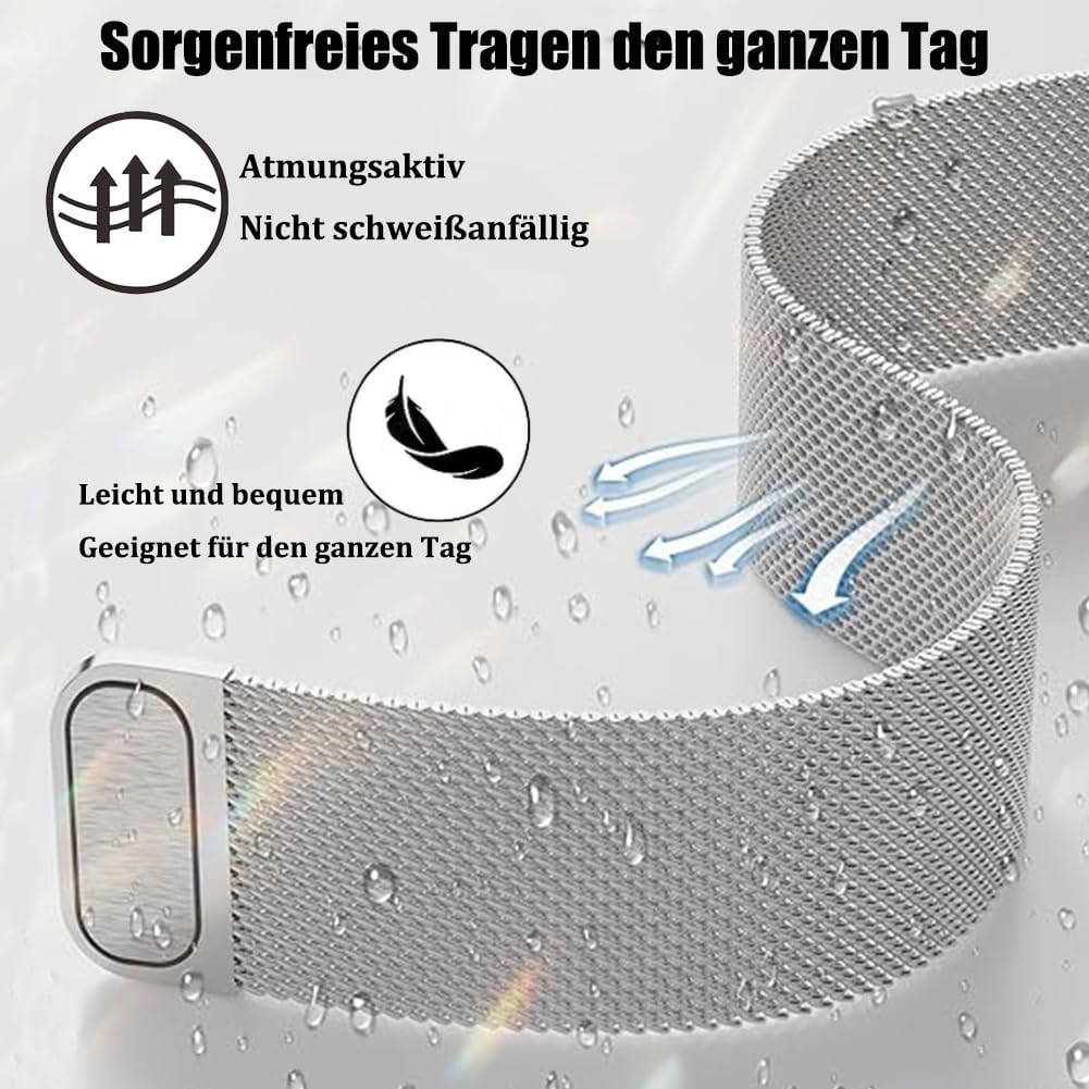 Detalle de PDSQL Edelstahl Mesh Uhrenarmband mit Magnetverschluss – langlebig, 14–24 mm, Damen & Herren