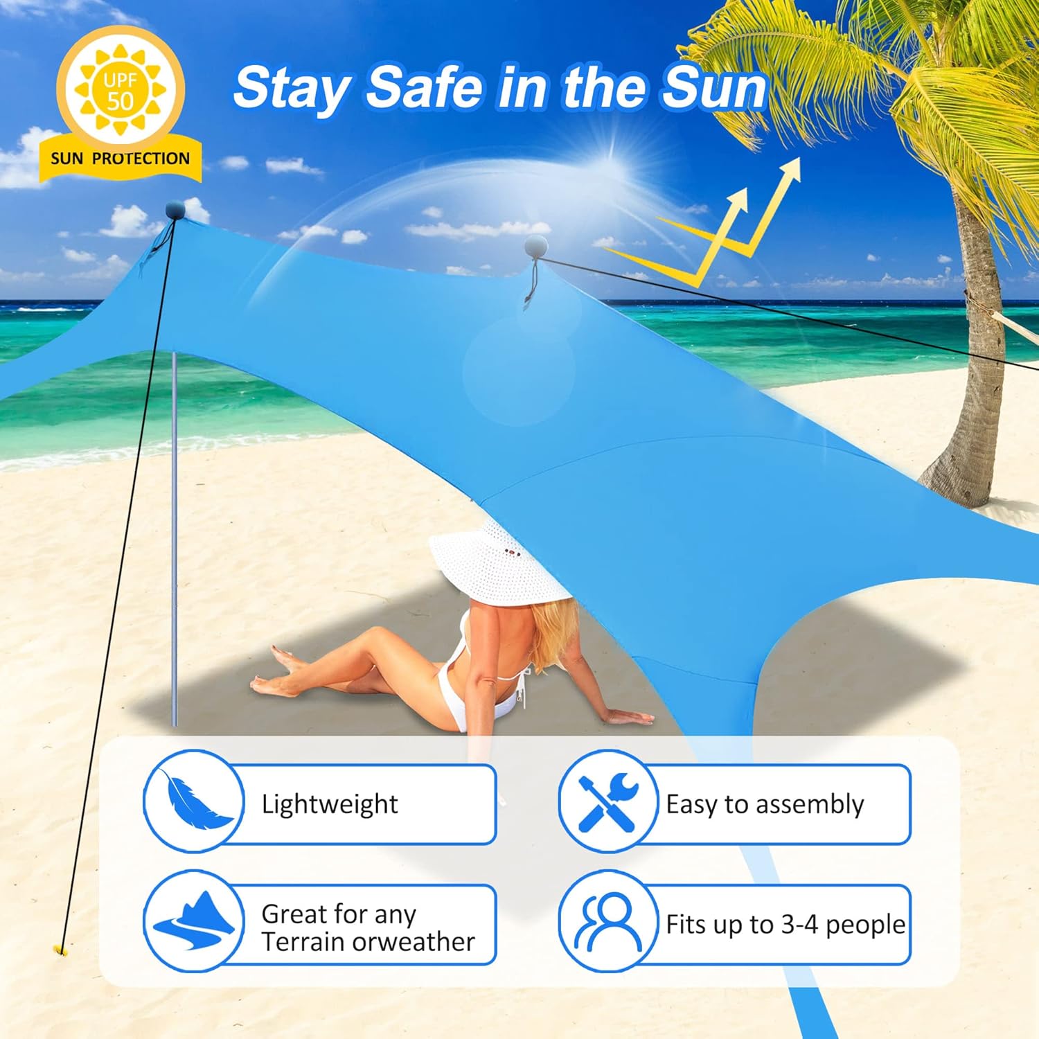 Detalle de Beach Canopy Tent Sun Shade with UPF 50+ UV Protection