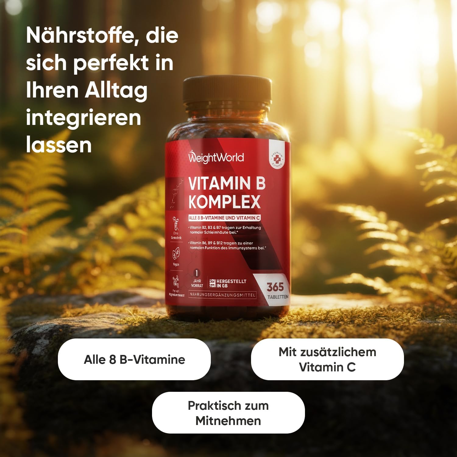 Detalle 2 de WeightWorld Vitamin B Komplex 365 Tabletten đ