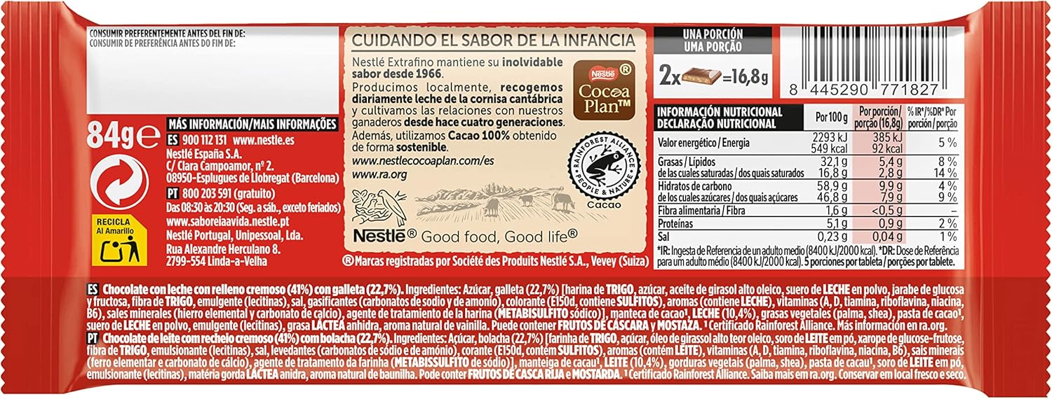 Thumbnail 2 de Nestlé Extrafino Chocolate con leche y galleta Tosta Rica 🍫