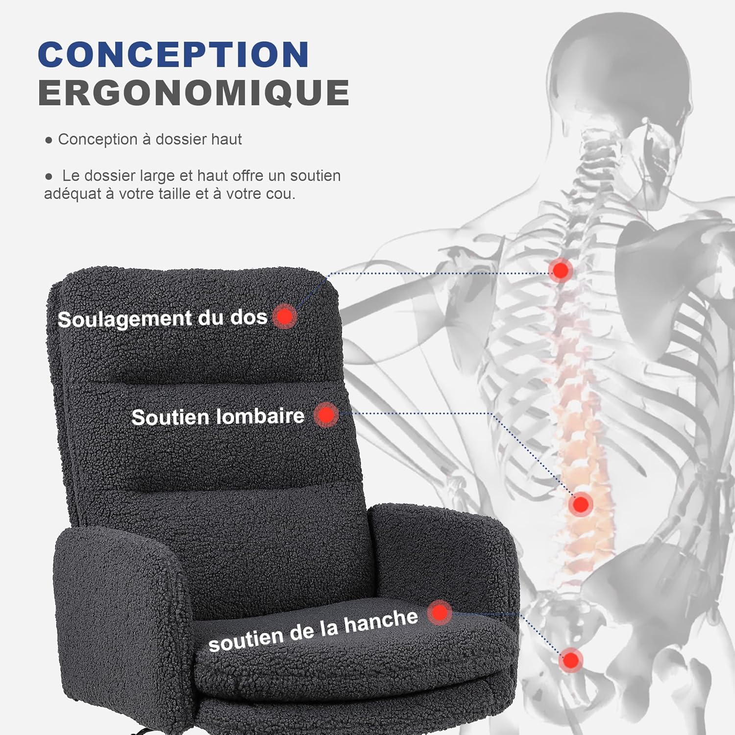 Thumbnail 2 de Youhauchair Chaise de bureau ergonomique 15 cm