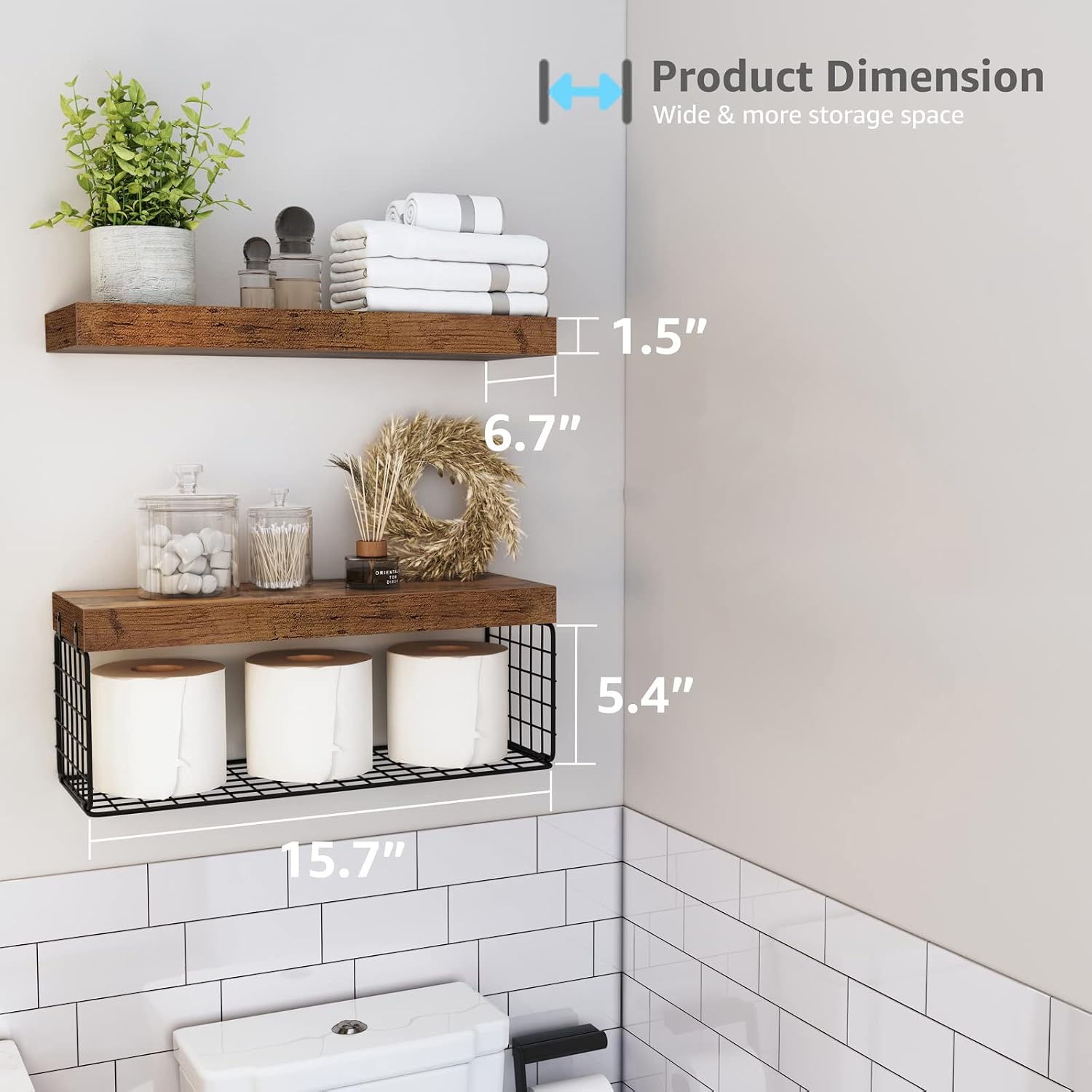 Detalle de QEEIG Bathroom Shelves, 15.7-Inch