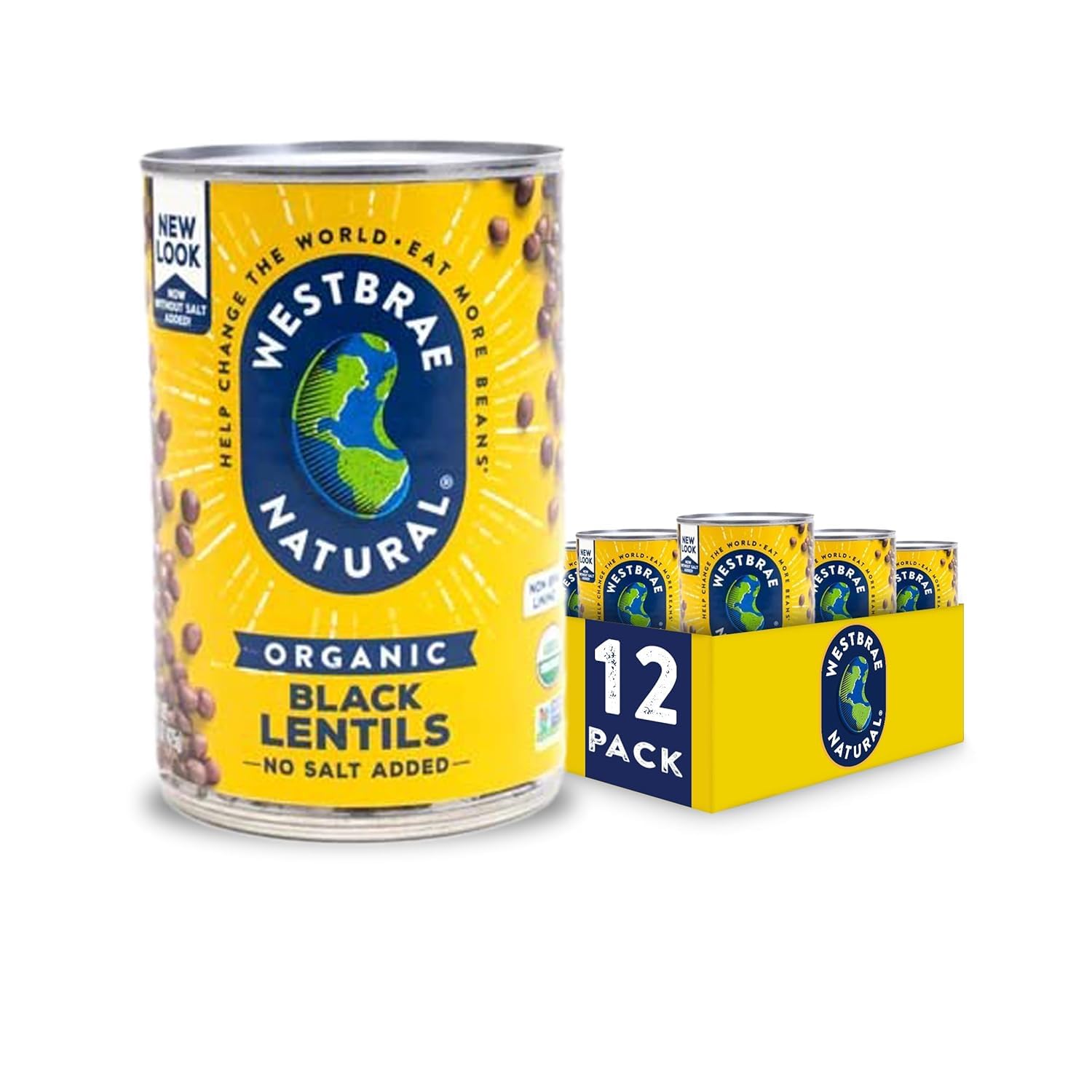 Detalle de Westbrae Natural Organic Black Lentils, 12-Pack of 15 oz Cans