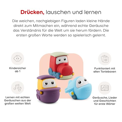 Detalle 2 de Tonies Hörfigur My First Reise Set – Fahrzeuge entdecken (3 Stück) für die Toniebox