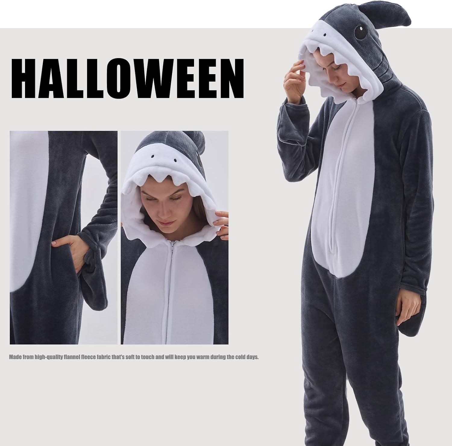 Thumbnail 5 de JUOLOET Unisex Adult Animal Onesie Pajamas with Hood and Side Pockets