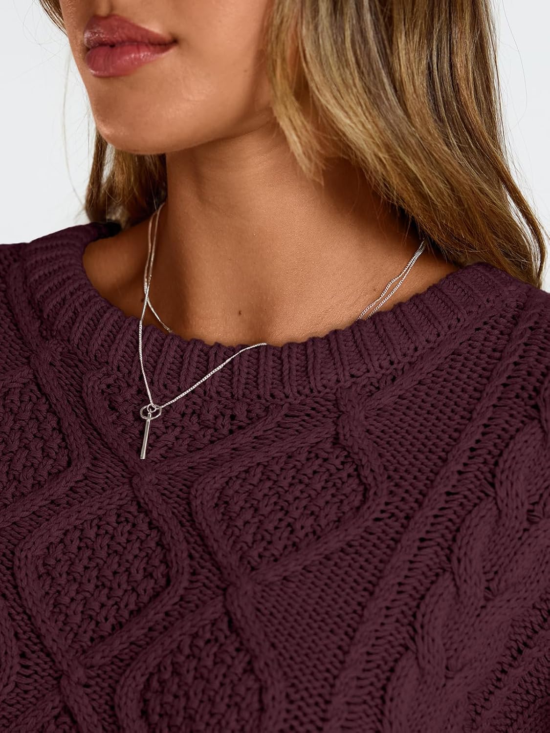 Detalle 1 de Trendy Queen TRDOSSE1008 Oversized Cable-Knit Sweater, Cotton-Acrylic Blend