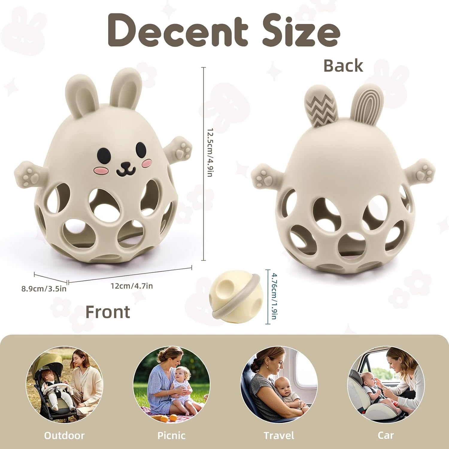 Thumbnail 6 de Baby Sensory Teething Toy with Rattle: Silicone Bunny Chew for 3–18 Months