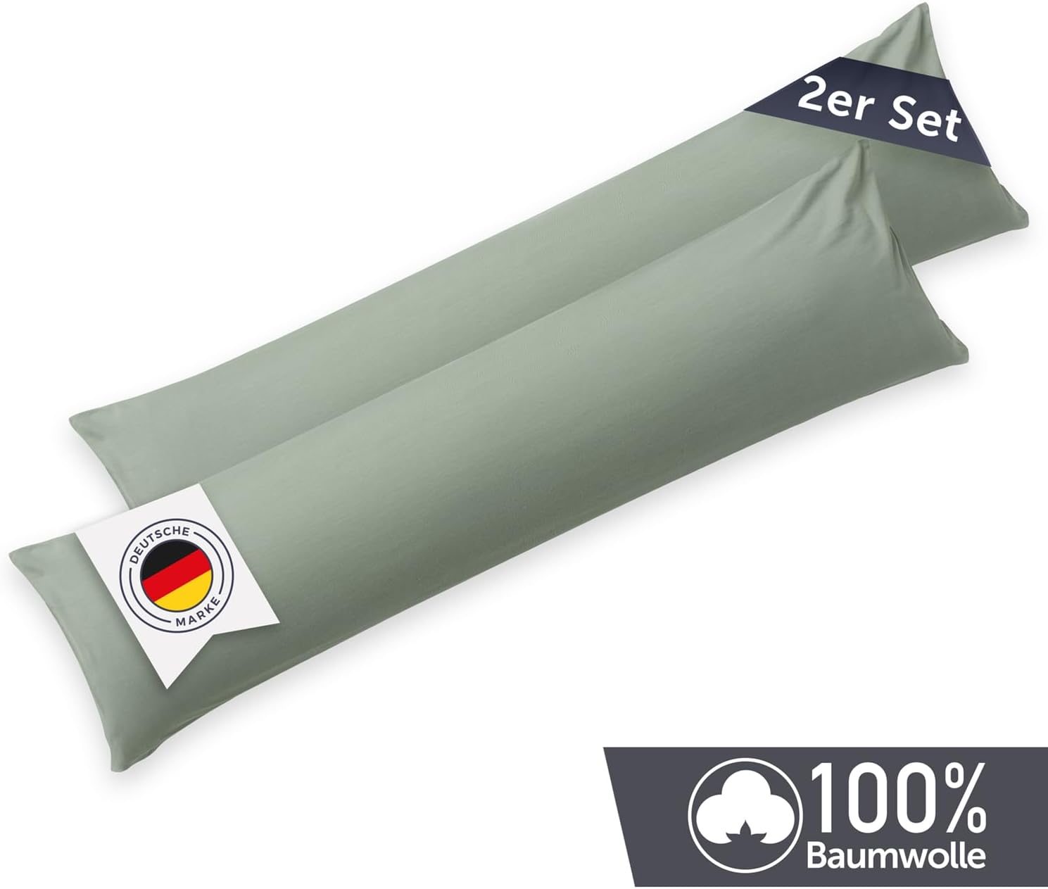 Thumbnail 1 de Blumtal Seitenschläferkissen Bezug 40 x 145 (2er Set) - Hellgrün, 100% Baumwolle, OEKO-TEX geprüft