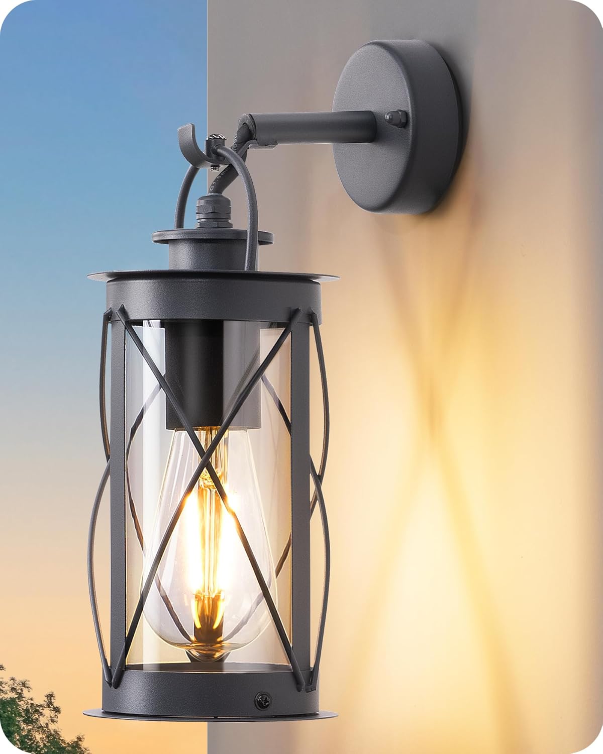 Detalle de EDISHINE Vintage Wall Light IP44 Anthracite 🏮