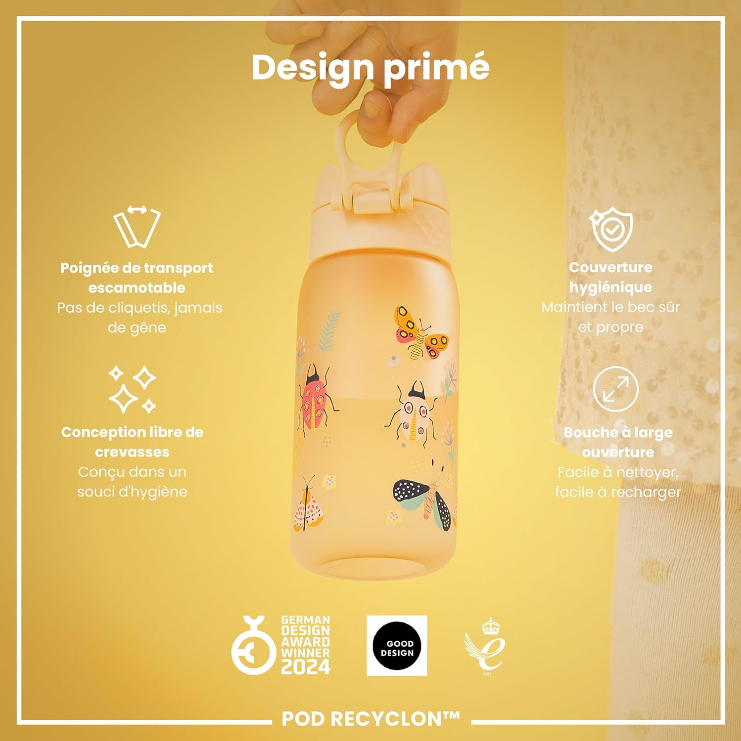 Detalle de Ion8 Gourde Enfant 350 ml – anti-fuite, facile à ouvrir et sans BPA
