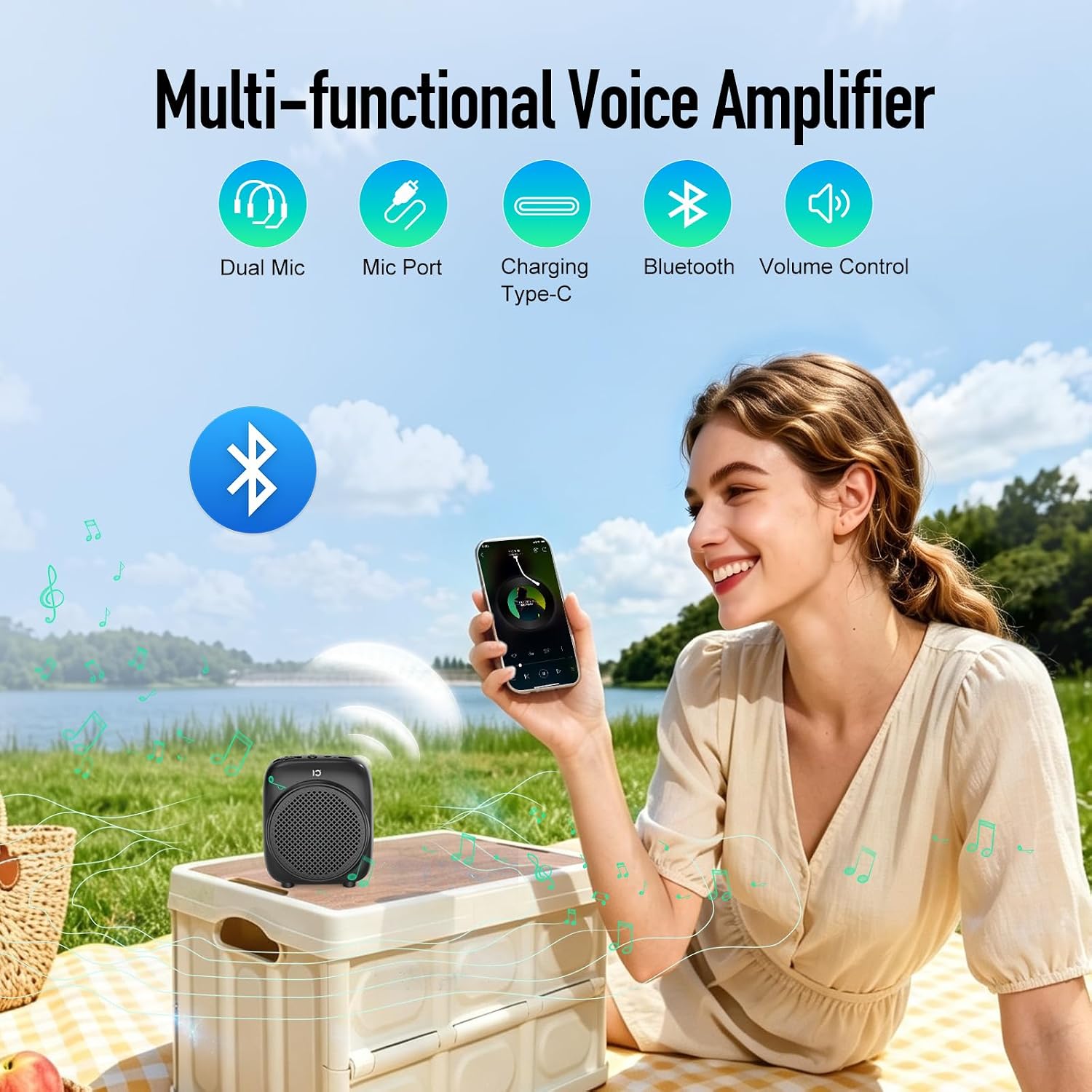 Thumbnail 6 de SHIDU S513 Mini Voice Amplifier, 18W Speaker with Dual Mics and Bluetooth 6.0