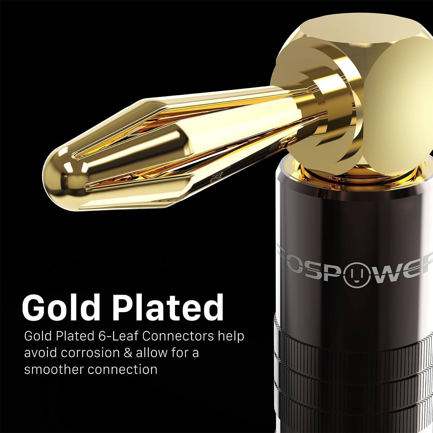 Thumbnail 1 de FosPower Right Angle Banana Plug Speaker Connectors (24K gold plated, 2 pairs / 4 pcs)