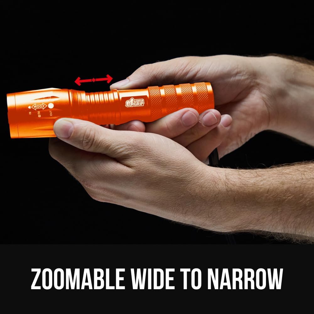Detalle 2 de GORILLA GRIP 840029684832 LED Tactical Flashlight, Orange, 345 Lumens, 5 Modes