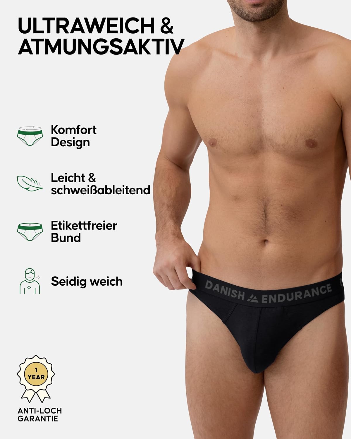 Detalle 2 de DANISH ENDURANCE Bambus Slips 6er Pack