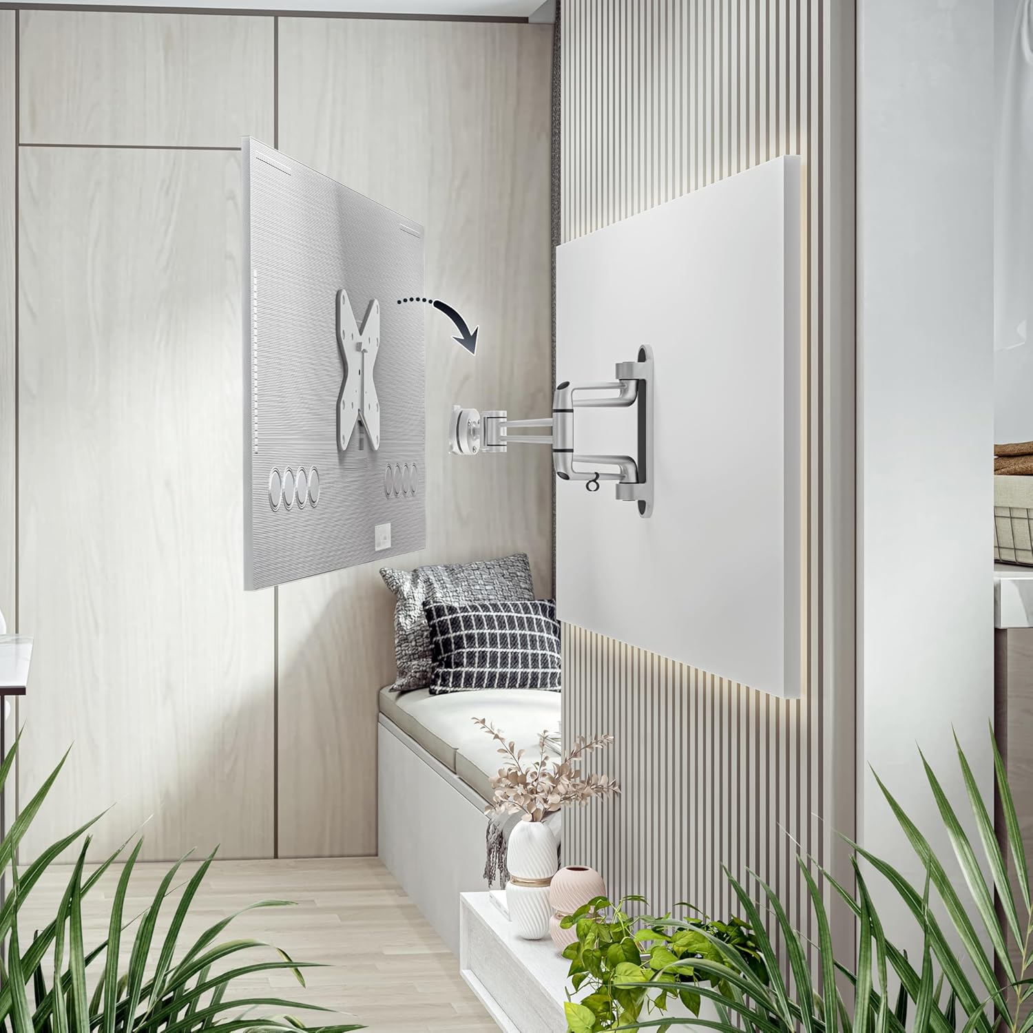 Thumbnail 1 de RICOO Support mural TV orientable et inclinable S2122 (15–37" / 38–94 cm) compatible VESA 100×100 à 200×200