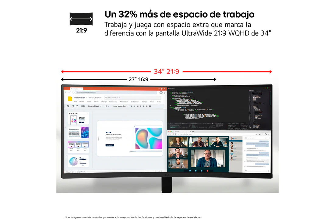 Detalle de LG UltraWide 34U601B-B.OUTLET: monitor curvo 34'' 21:9 con panel VA y resolución WQHD