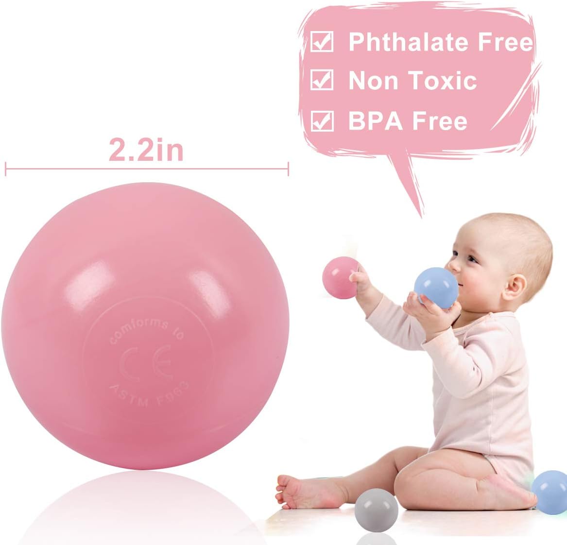 Detalle 2 de LANGXUN Soft Plastic Ball Pit Balls 50 100 200 🪀