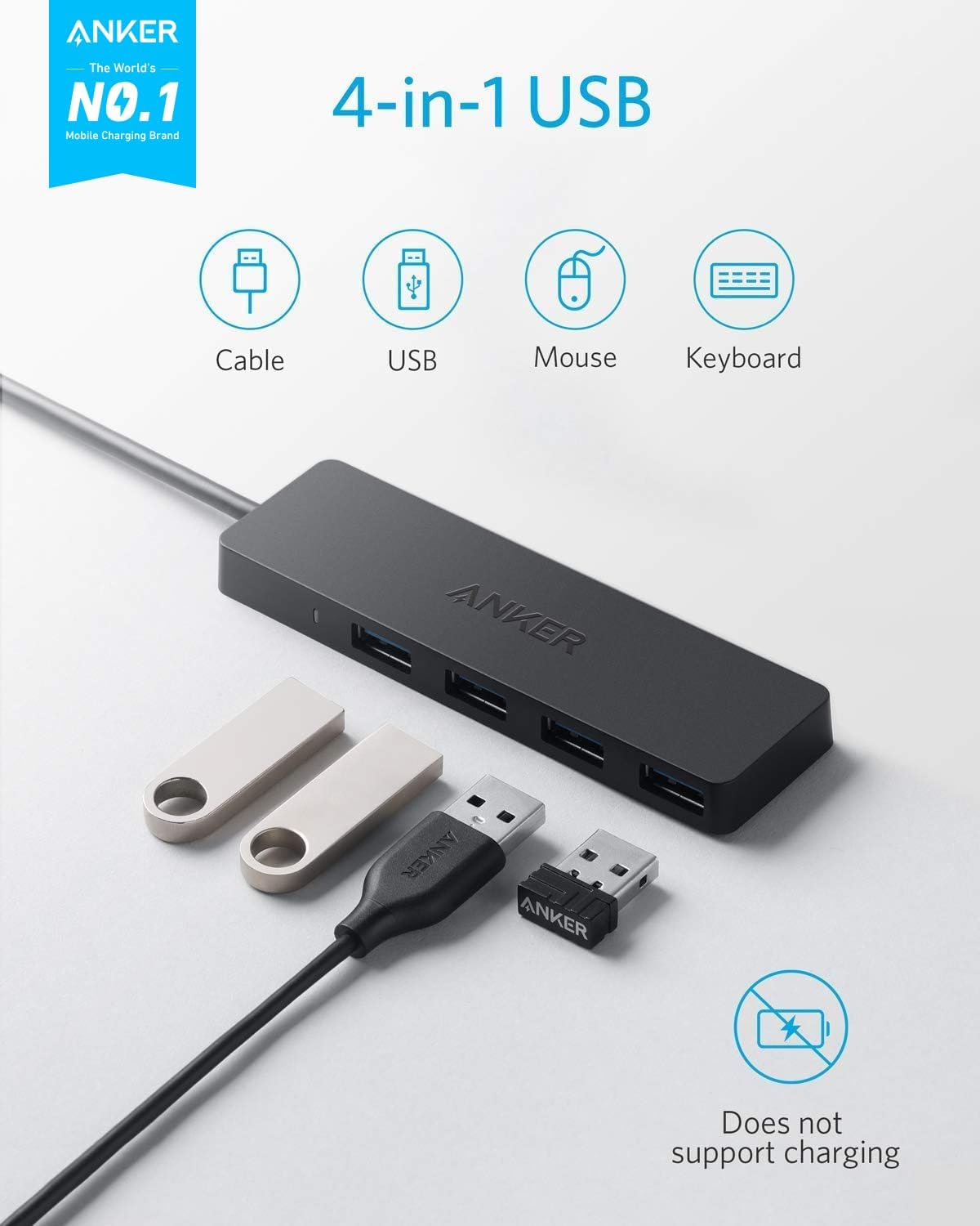 Thumbnail 1 de Anker AK-A7516012 4-Port USB 3.0 Hub, 5Gbps, 2 ft Cable