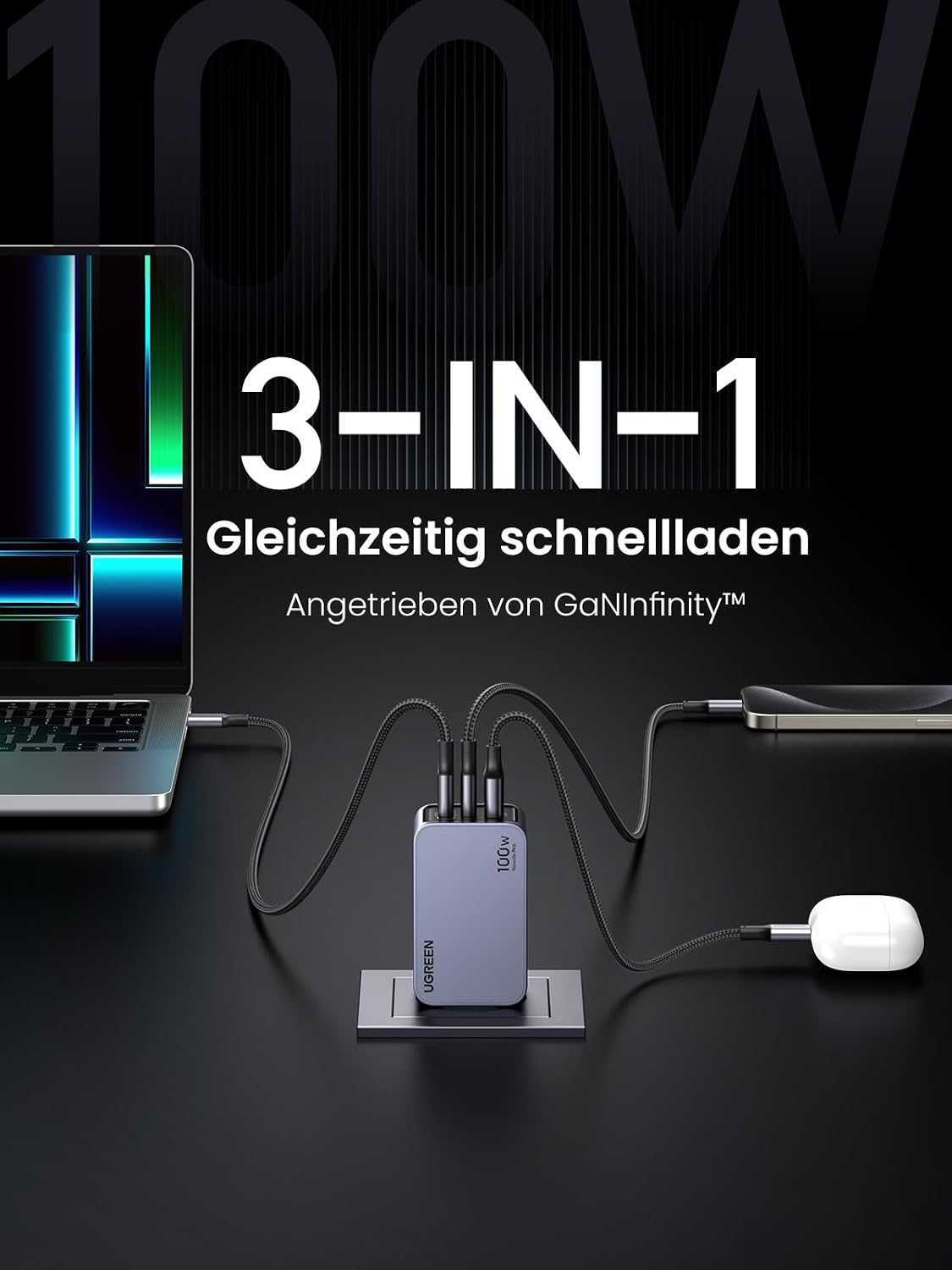 Detalle 2 de UGREEN Nexode Pro 100W Ladegerät Schnellladegerät