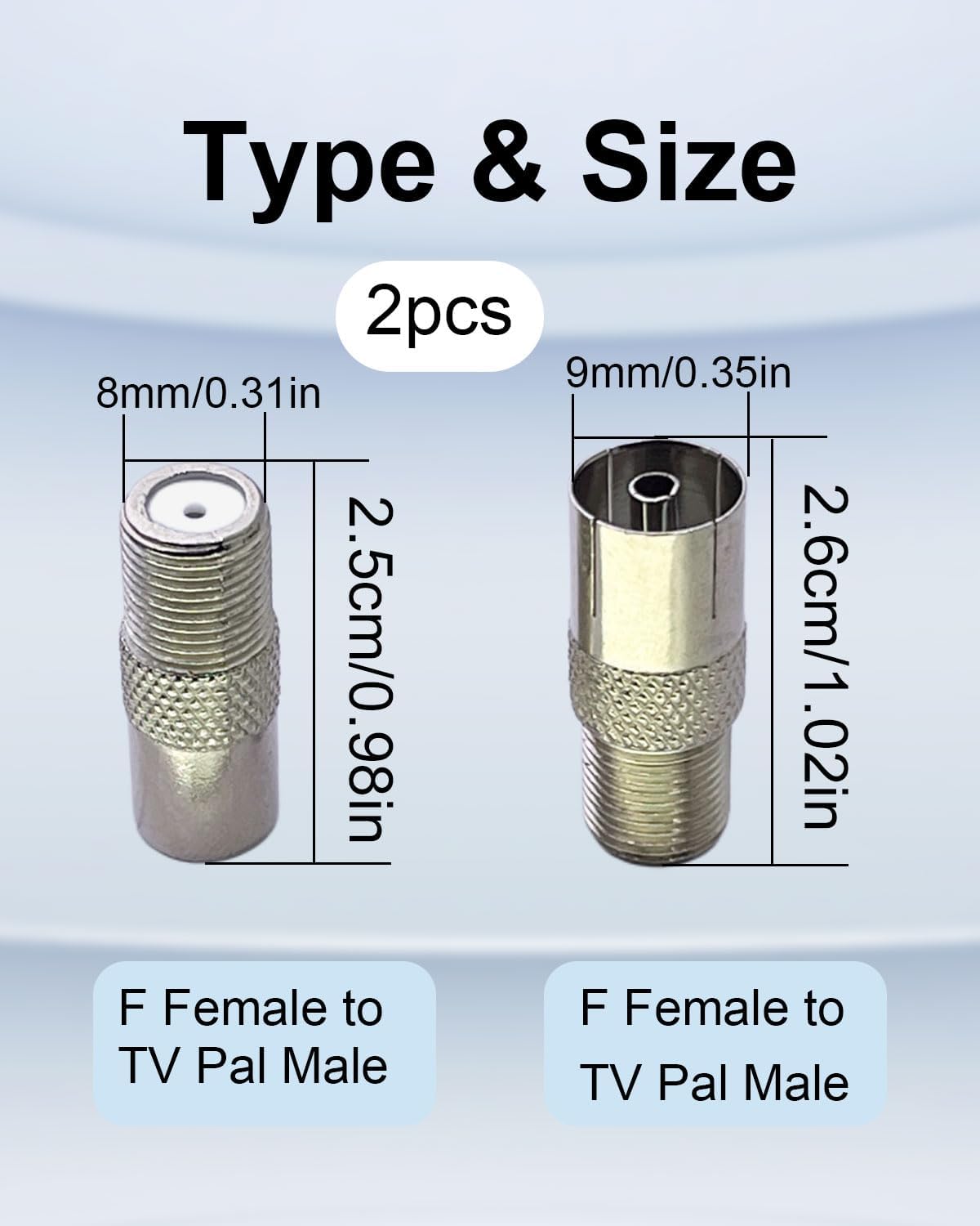 Thumbnail 5 de SEYUGOPTI 2Pcs F to TV Adapter (F female to TV PAL male/female) for coax, satellite and digital TV setups