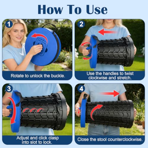 Thumbnail 7 de Owelth Klapphocker Faltbar Höherer 7,5–51,5 cm – Tragbar, robust und breit Sitzfläche