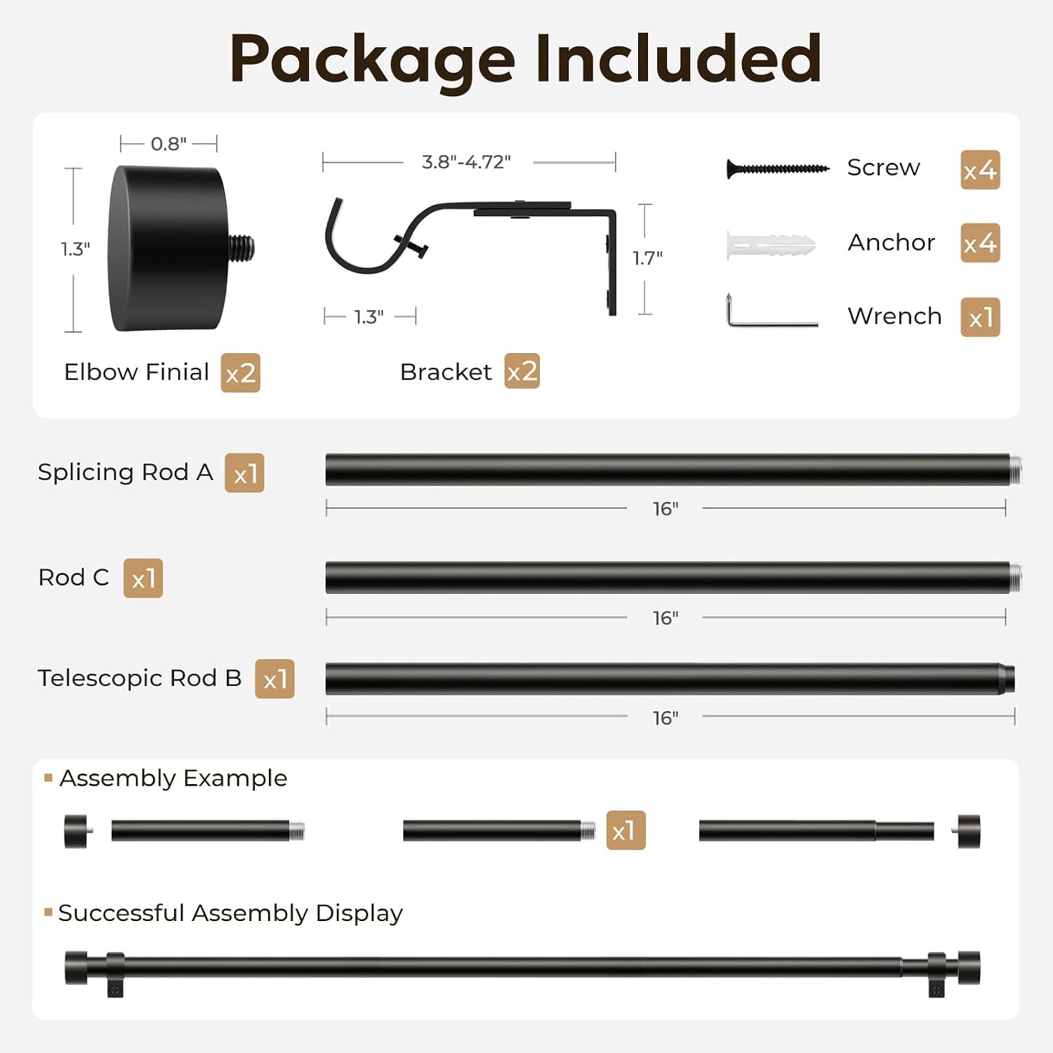 Detalle de Zeerobee Curtain Rod, 32–48 Inches
