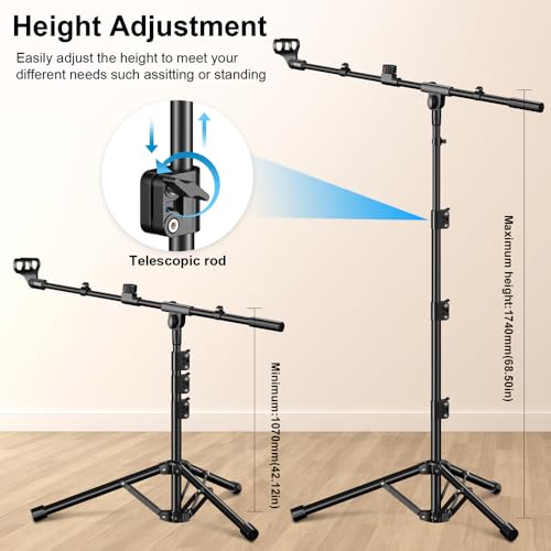 Detalle de ZOMON Microphone Stand with Tripod Boom Arm: Height-Adjustable, Heavy-Duty Floor Stand for Singing, Podcasting and Studio Use