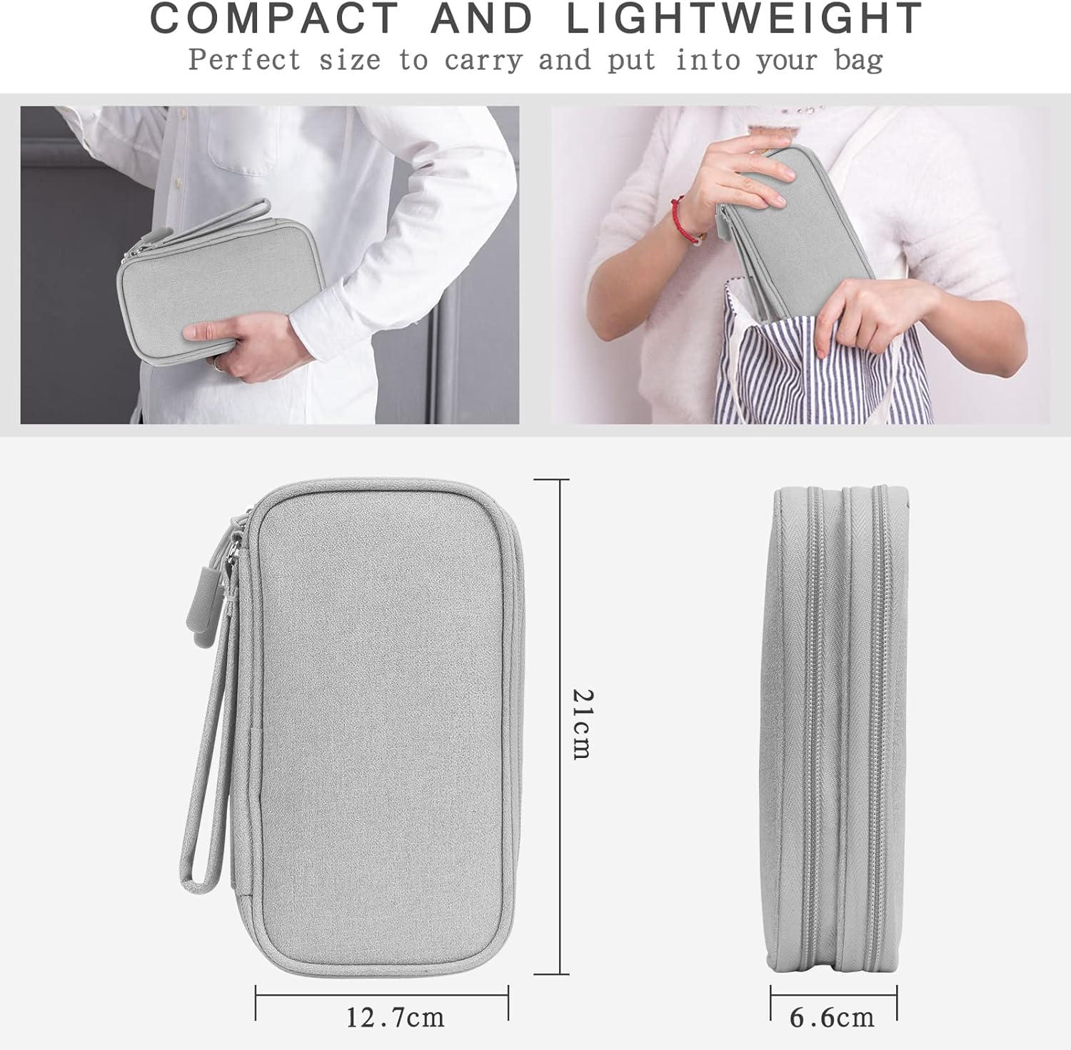Detalle de Skycase Kabeltasche – Doppelter Elektronik-Organizer mit Tragegriff, 8.3" x 5" x 2.6