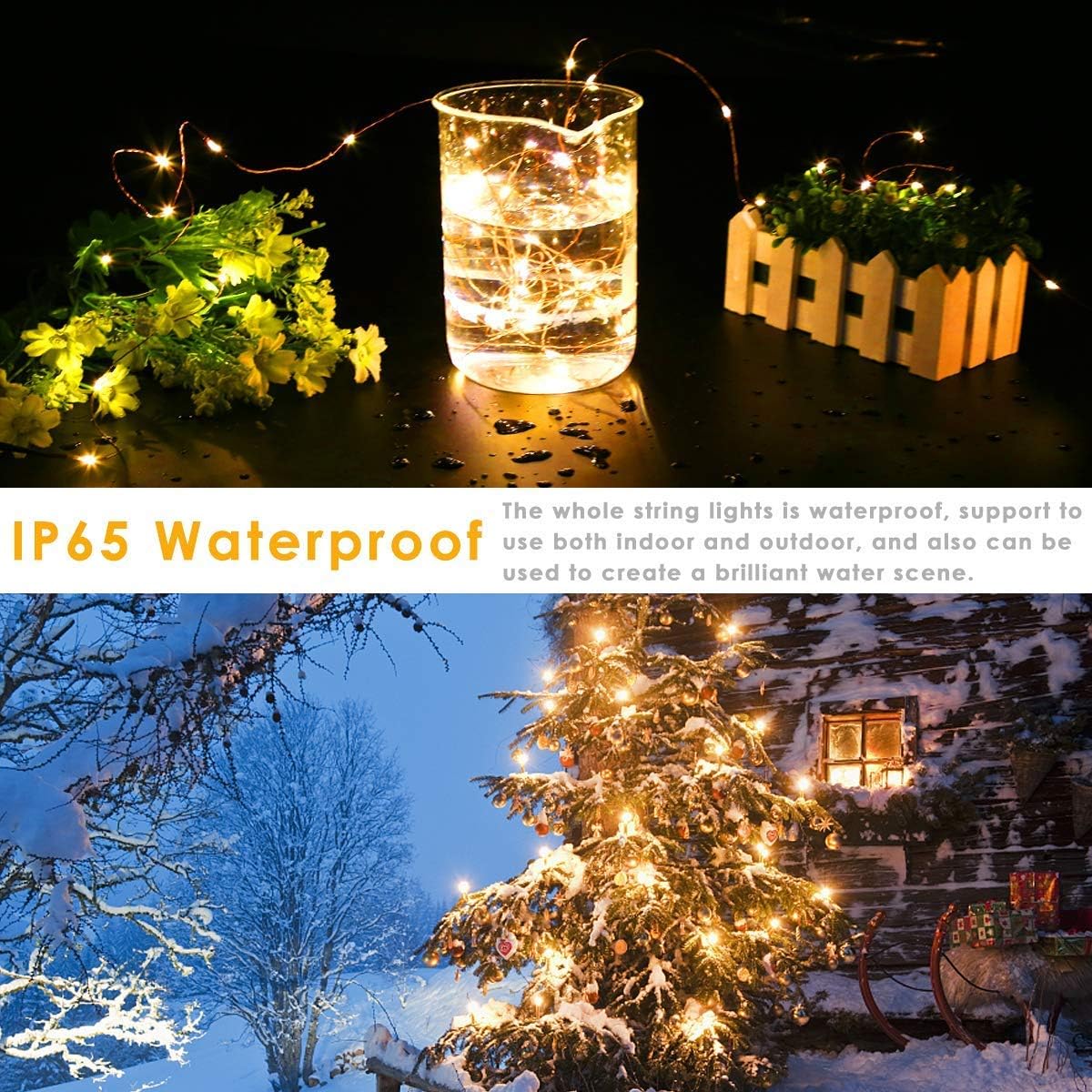 Detalle de EShing ES0020011 Fairy Lights, 100 Warm White LEDs on 33 ft Copper Wire