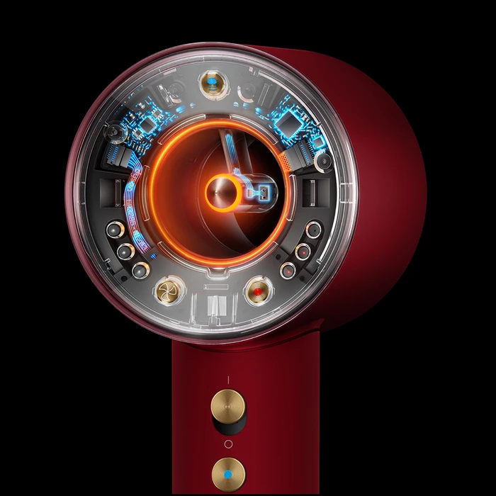 Detalle de Dyson Supersonic Nural Straight+Wavy Red Velvet – Haartrockner mit Hautschutz und Vielseitigkeit