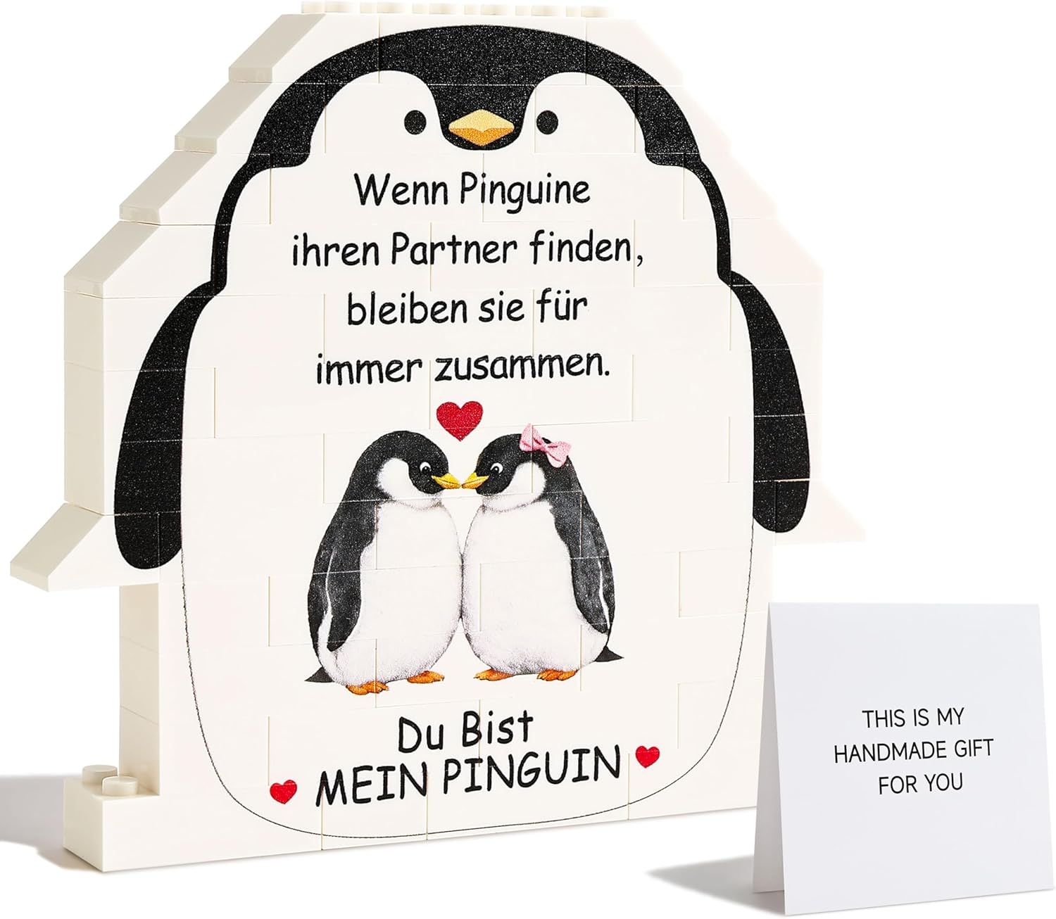 Detalle de Merclix Pinguin-Baustein-Dekoration – Valentinstag & Jahrestag Geschenk für ihn & sie