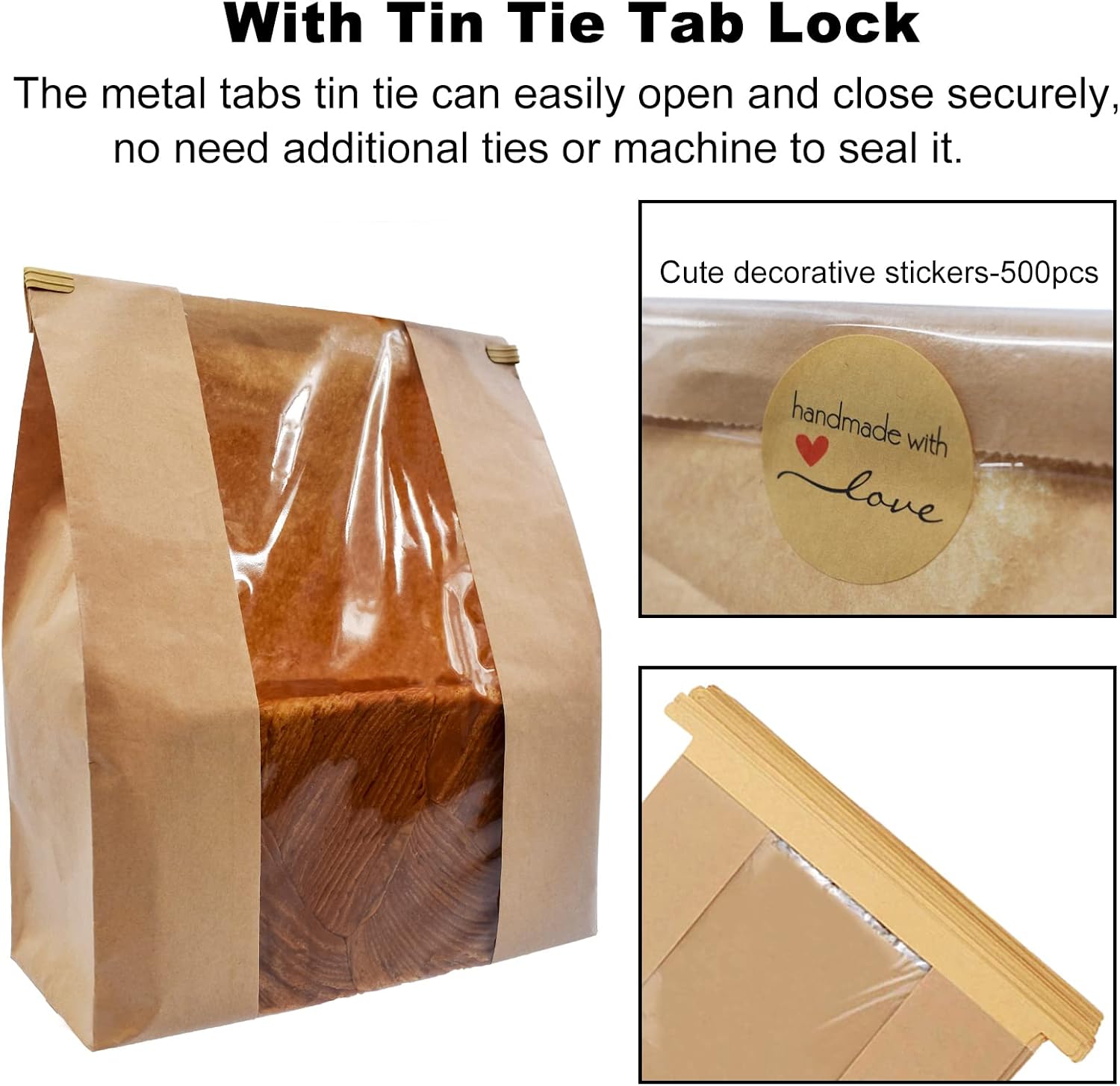 Detalle 2 de NOONEAST 100-Pack Large Paper Bread Bags ⚙