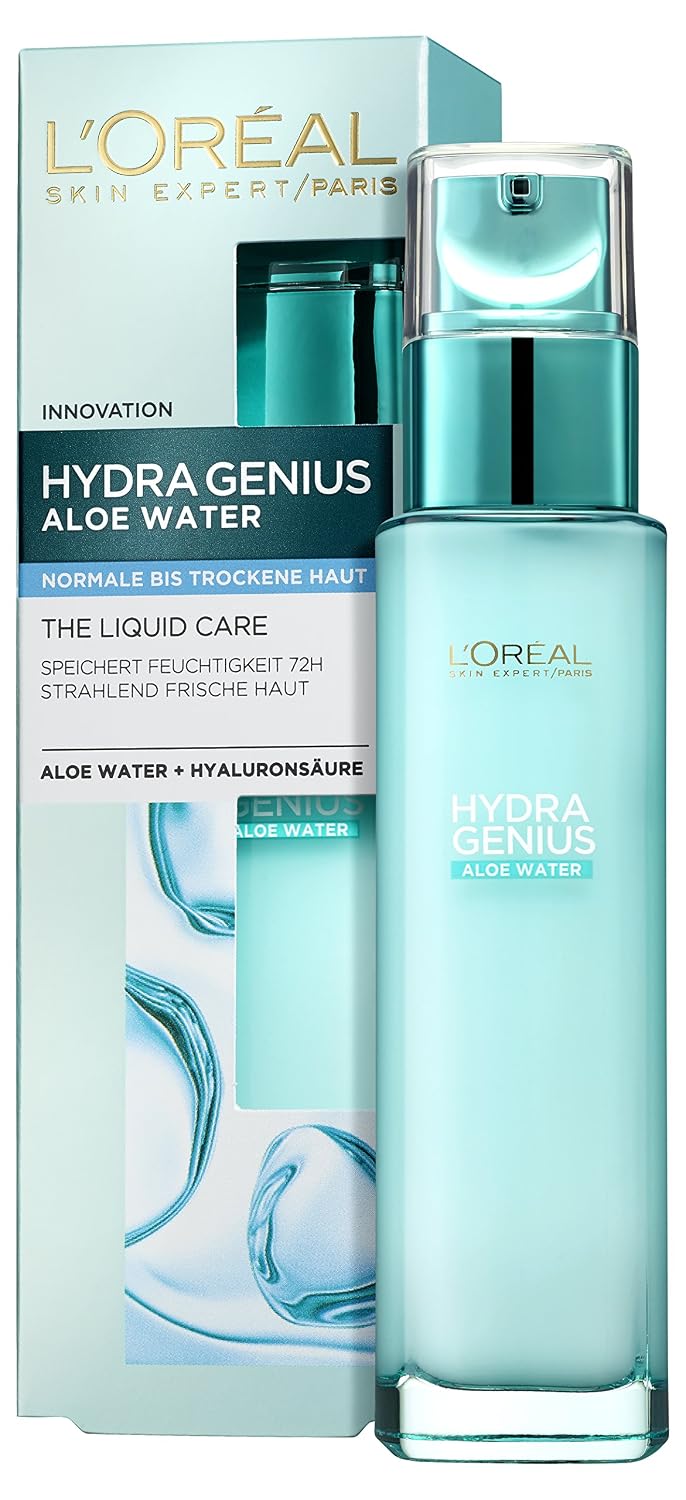 Thumbnail 2 de L’Oréal Paris Hydra Genius Aloe Water Feuchtigkeitsfluid (Aloe Water & Hyaluronsäure) für normale bis trockene Haut, 70 ml (2er-Pack)