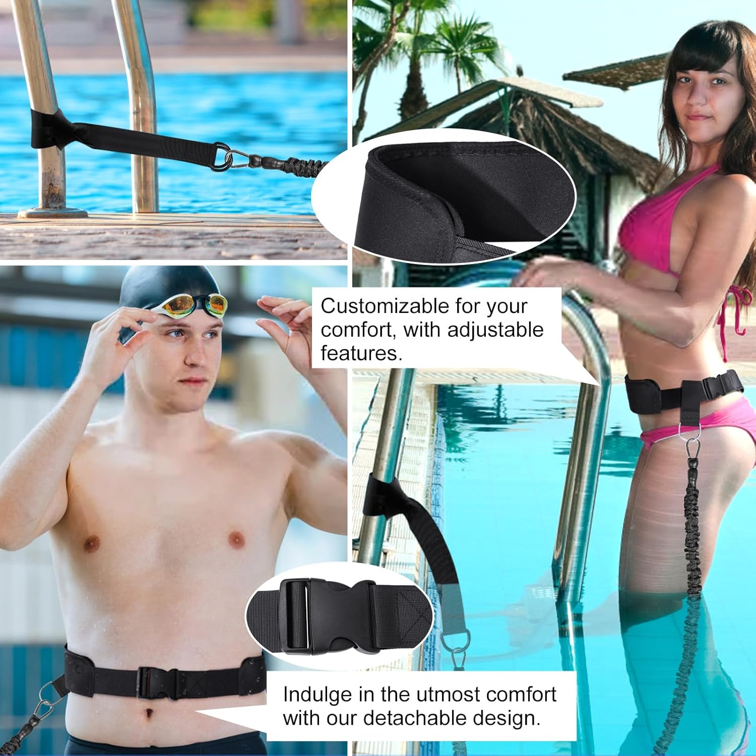 Thumbnail 4 de Guinzaglio da nuoto per piscina: cintura regolabile 2,5–7,5 m per allenamento mirato