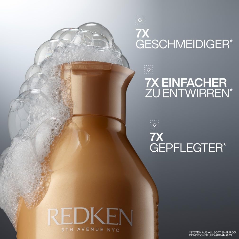 Detalle 2 de Redken All Soft Shampoo für trockenes und brüchiges Haar (Omega-6 & Argan-Öl) – 300 ml