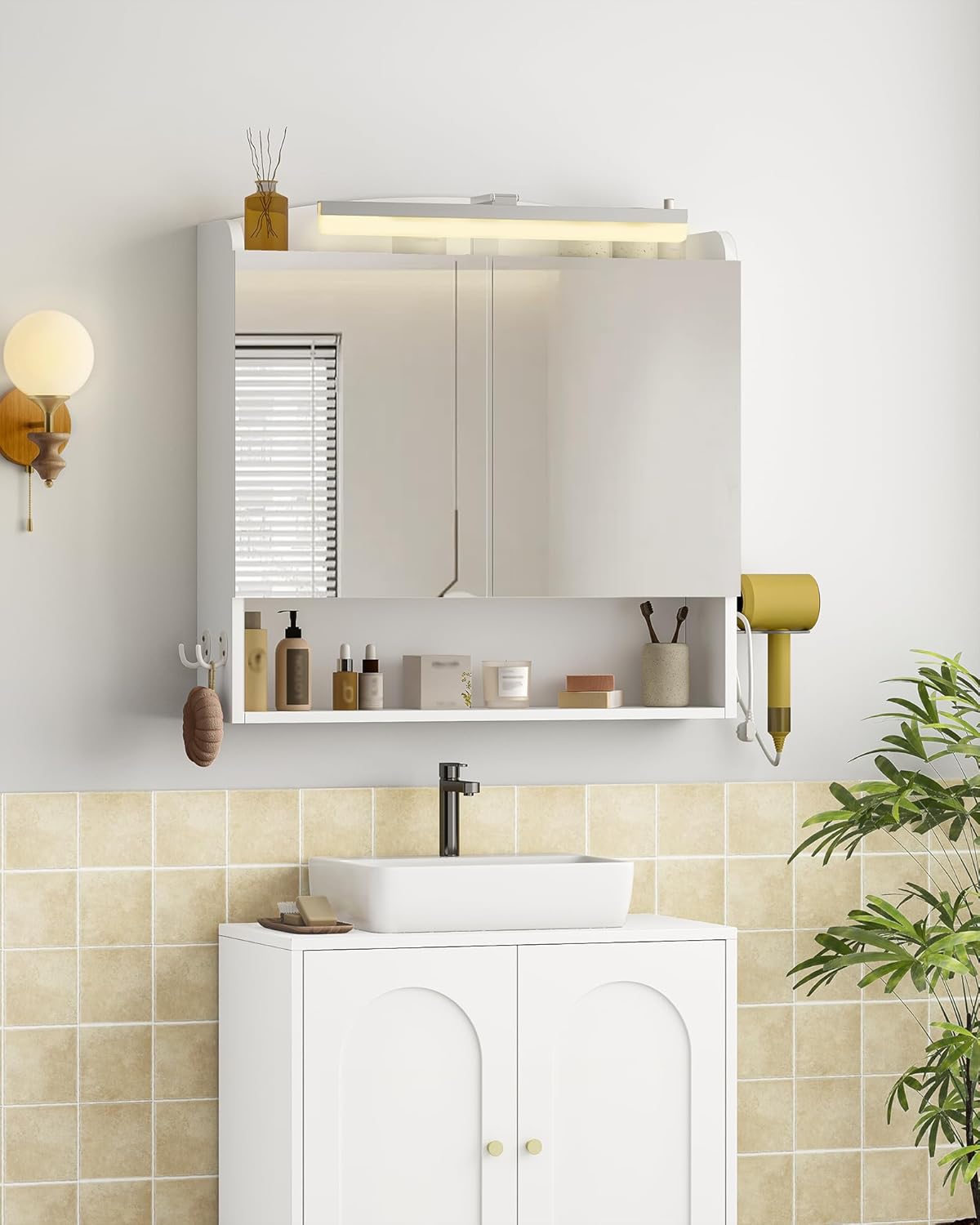 Thumbnail 6 de Hzuaneri Armoire Murale Salle de Bain avec Miroir et LED, Prise et Interrupteur – 16,5 x 70 x 75 cm MC10103XEU
