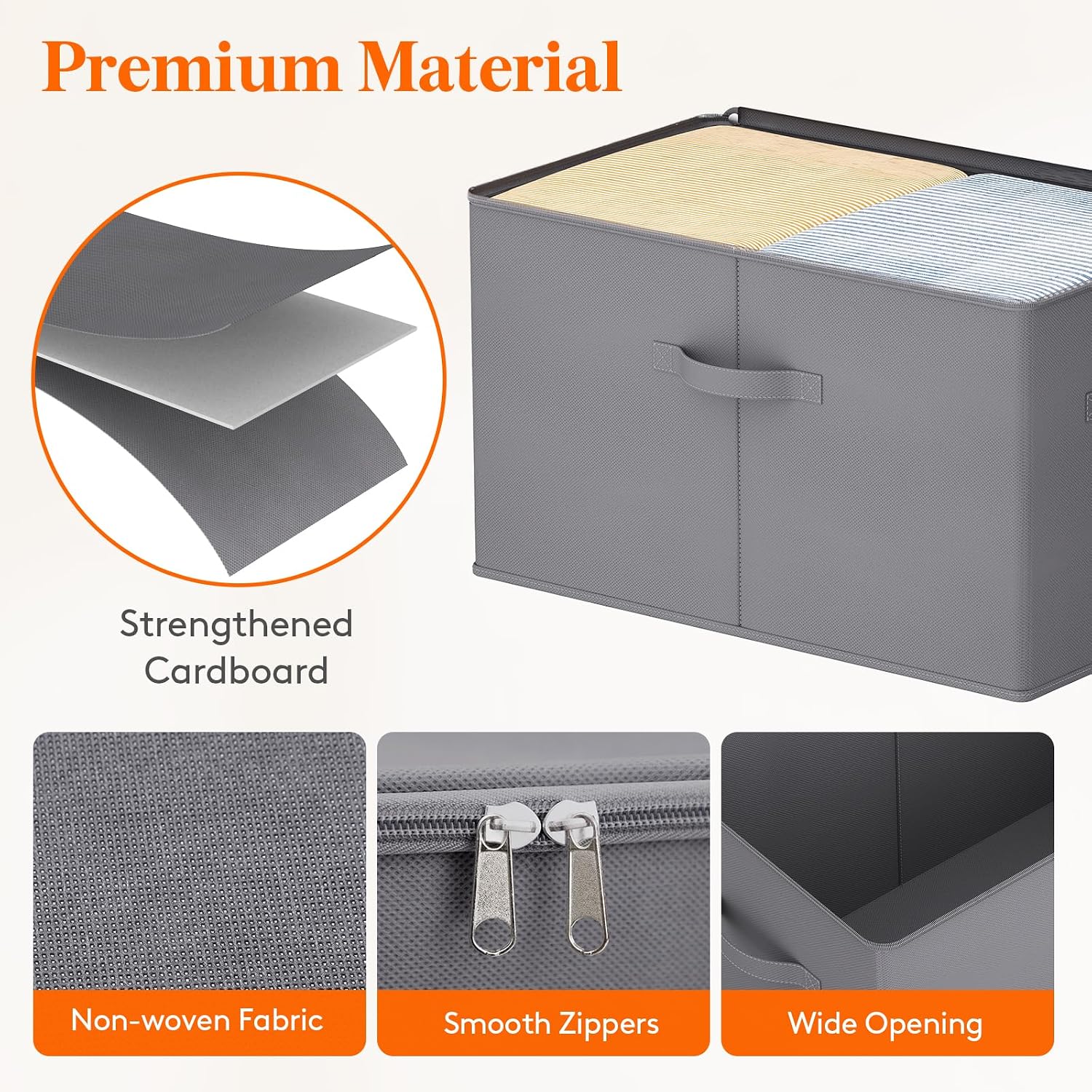 Detalle 2 de Lifewit 24300 60L Fabric Storage Boxes, Pack of 6, Foldable with Lids