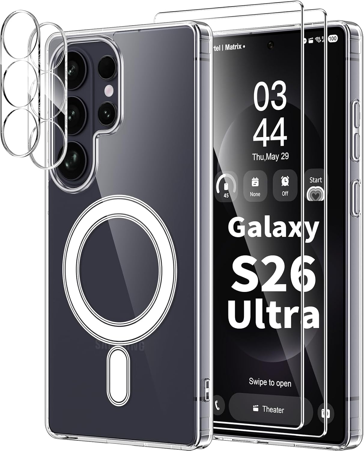 Detalle de YNMEacc 5 in 1 Magnetic Case for Samsung Galaxy S26 Ultra – Slim TPU Case with 2 Screen Protectors & 2 Lens Protectors, MagSafe Compatible