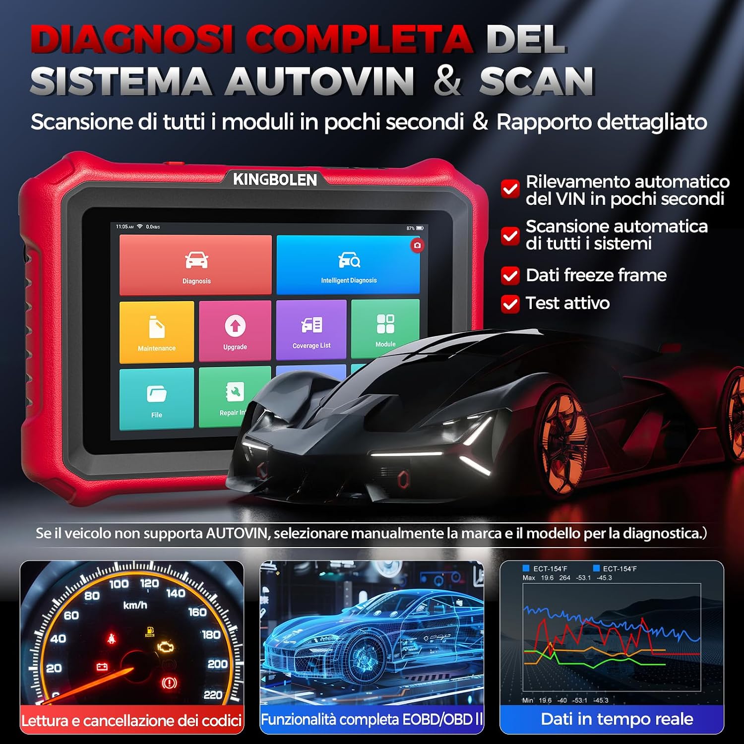 Thumbnail 5 de KINGBOLEN K8 Pro Diagnosi Auto 8 pollici