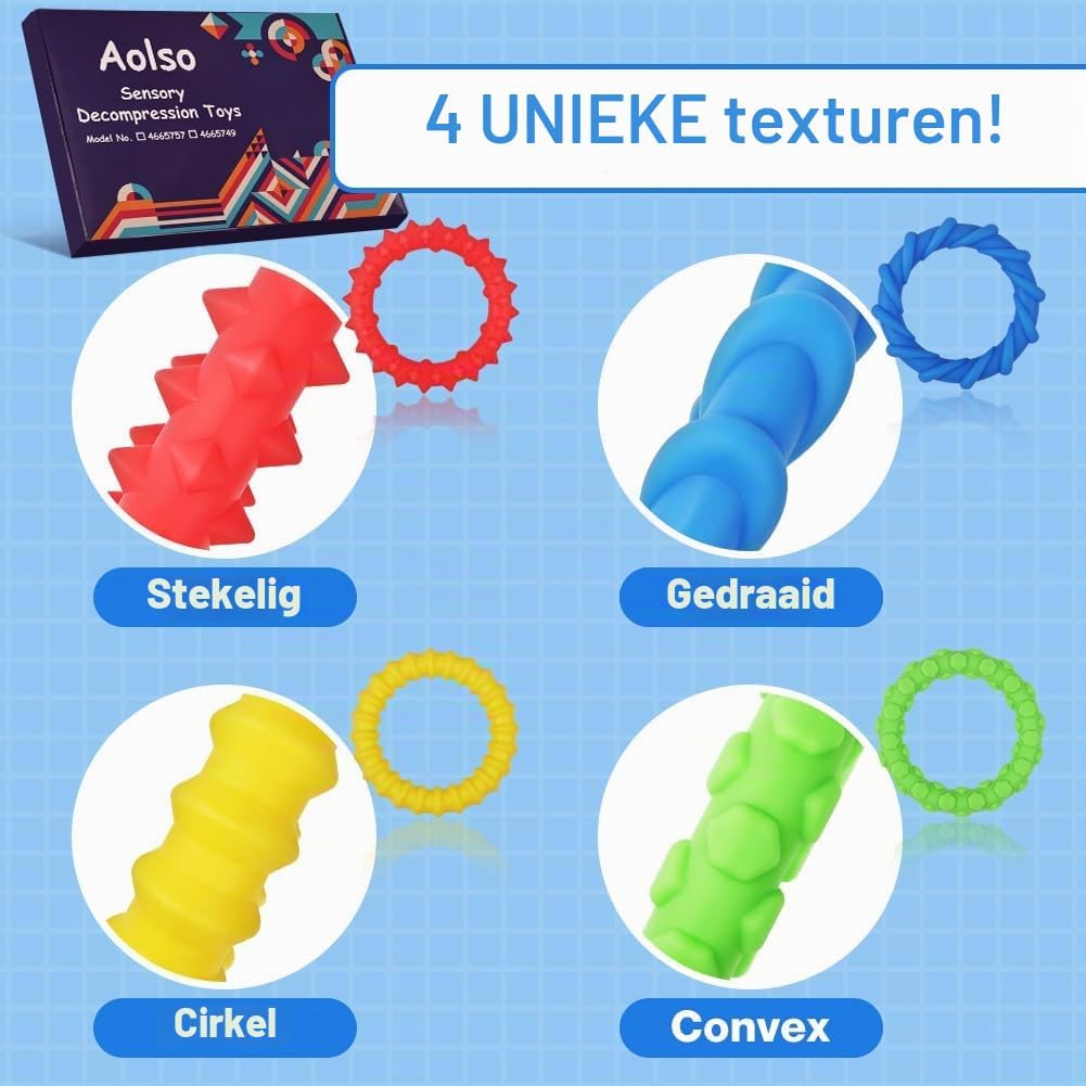 Thumbnail 3 de Aolso EUV8-GGHSJ-FBA sensorisch fidgetspeelgoed, siliconen, 16-delige set