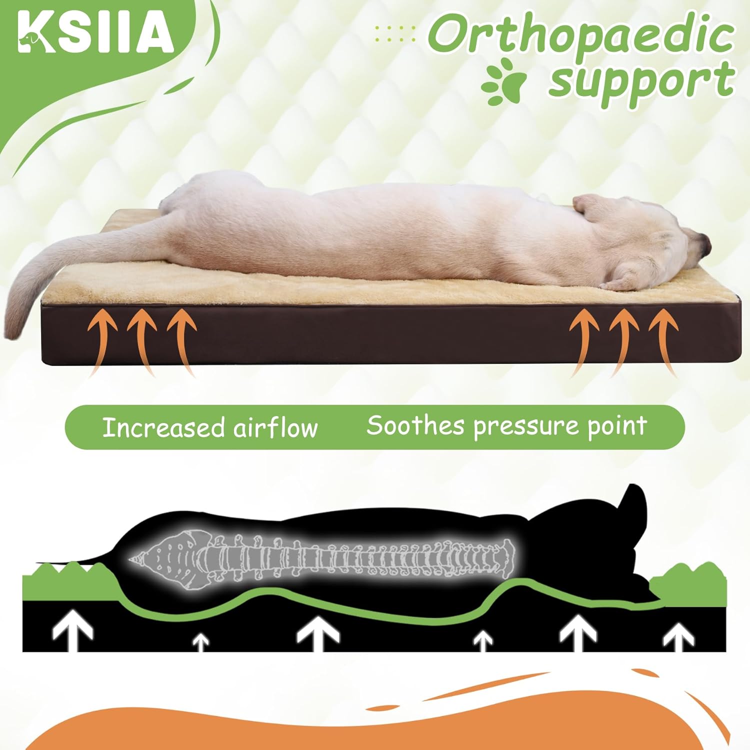 Thumbnail 1 de KSIIA Orthopedic Dog Bed – Medium Washable Crate Bed, 73x45x7cm (Light Tan)